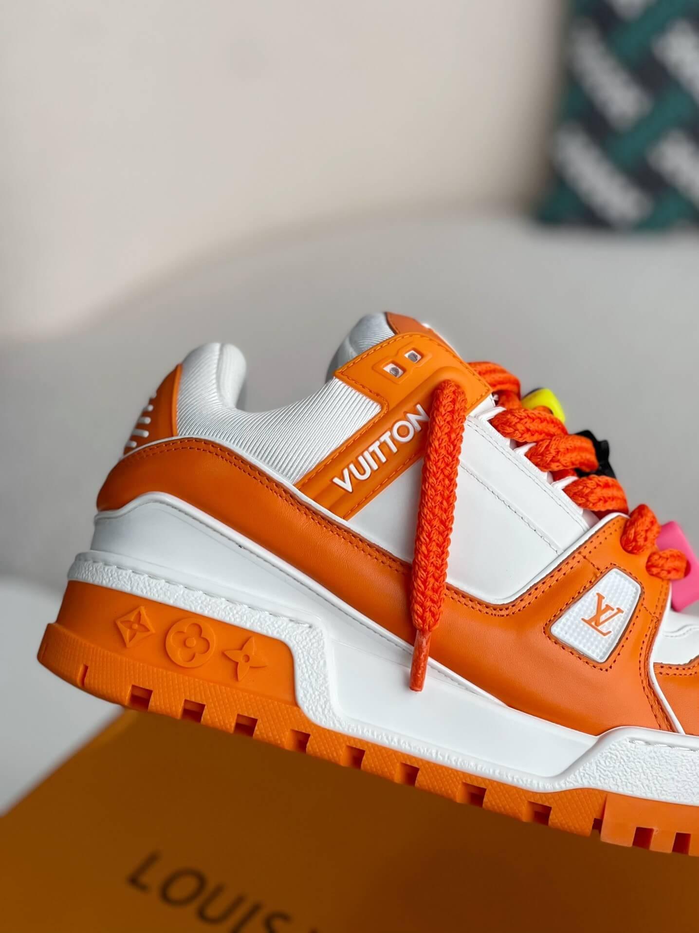 LV Trainer White Orange Maxi Sneaker - tntwear1