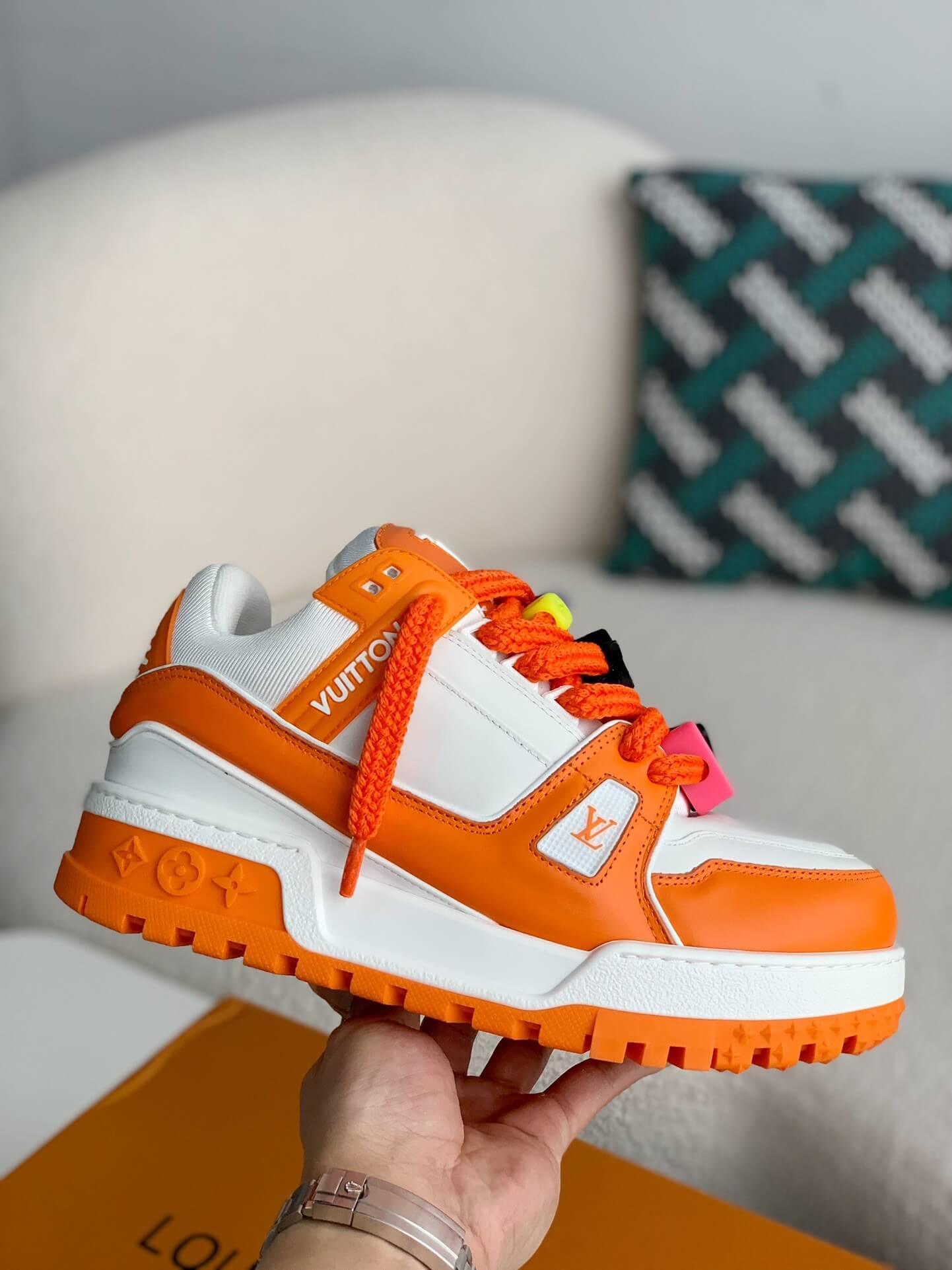 LV Trainer White Orange Maxi Sneaker - tntwear1