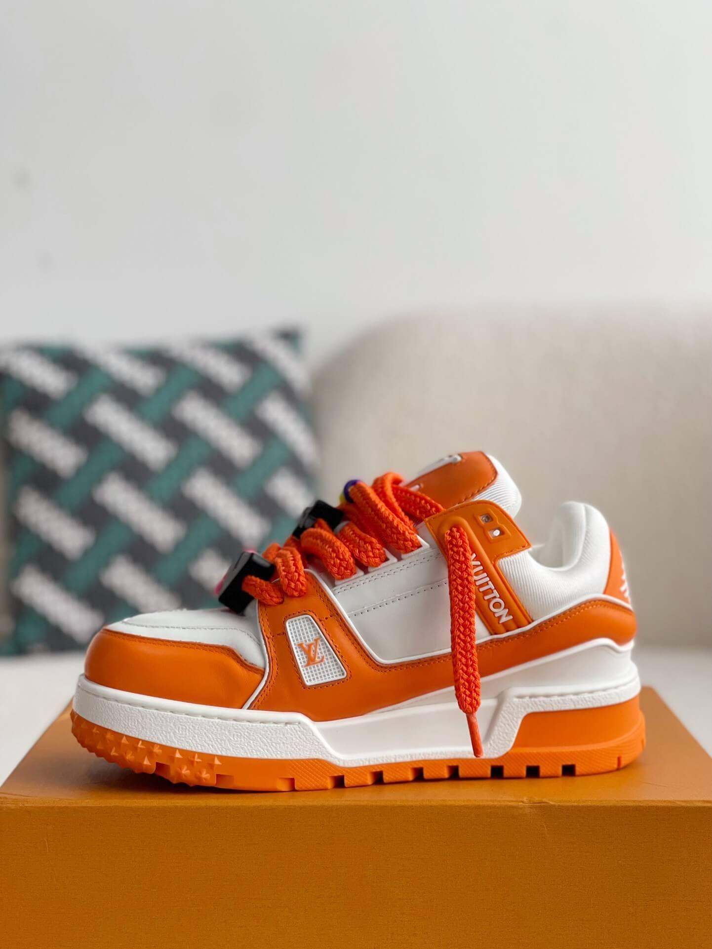 LV Trainer White Orange Maxi Sneaker - tntwear1