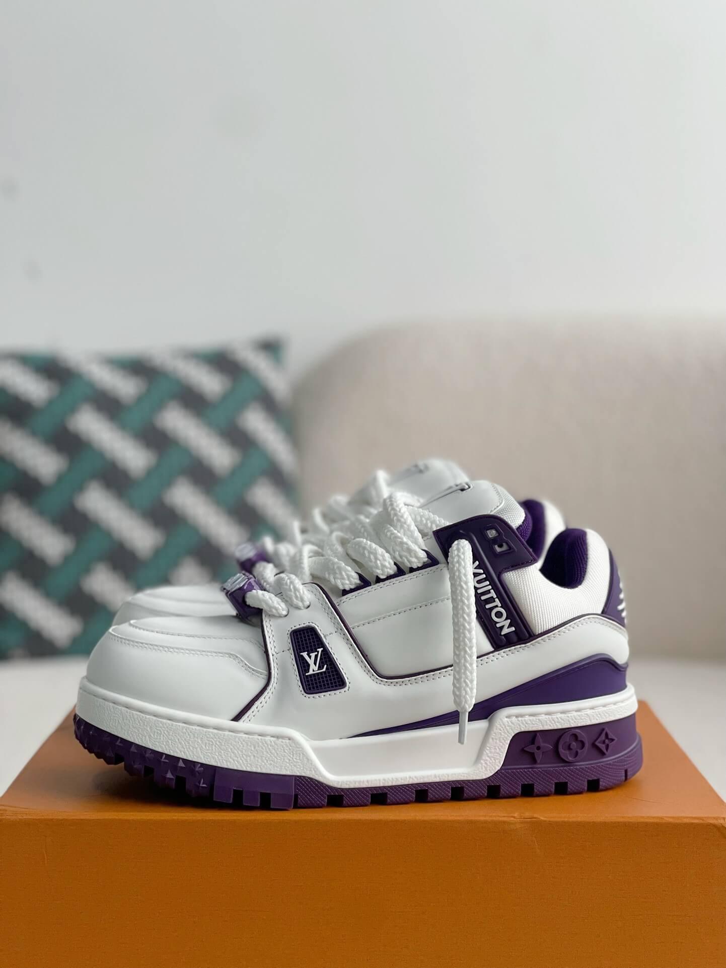LV Trainer White Purple Maxi Sneaker - tntwear1
