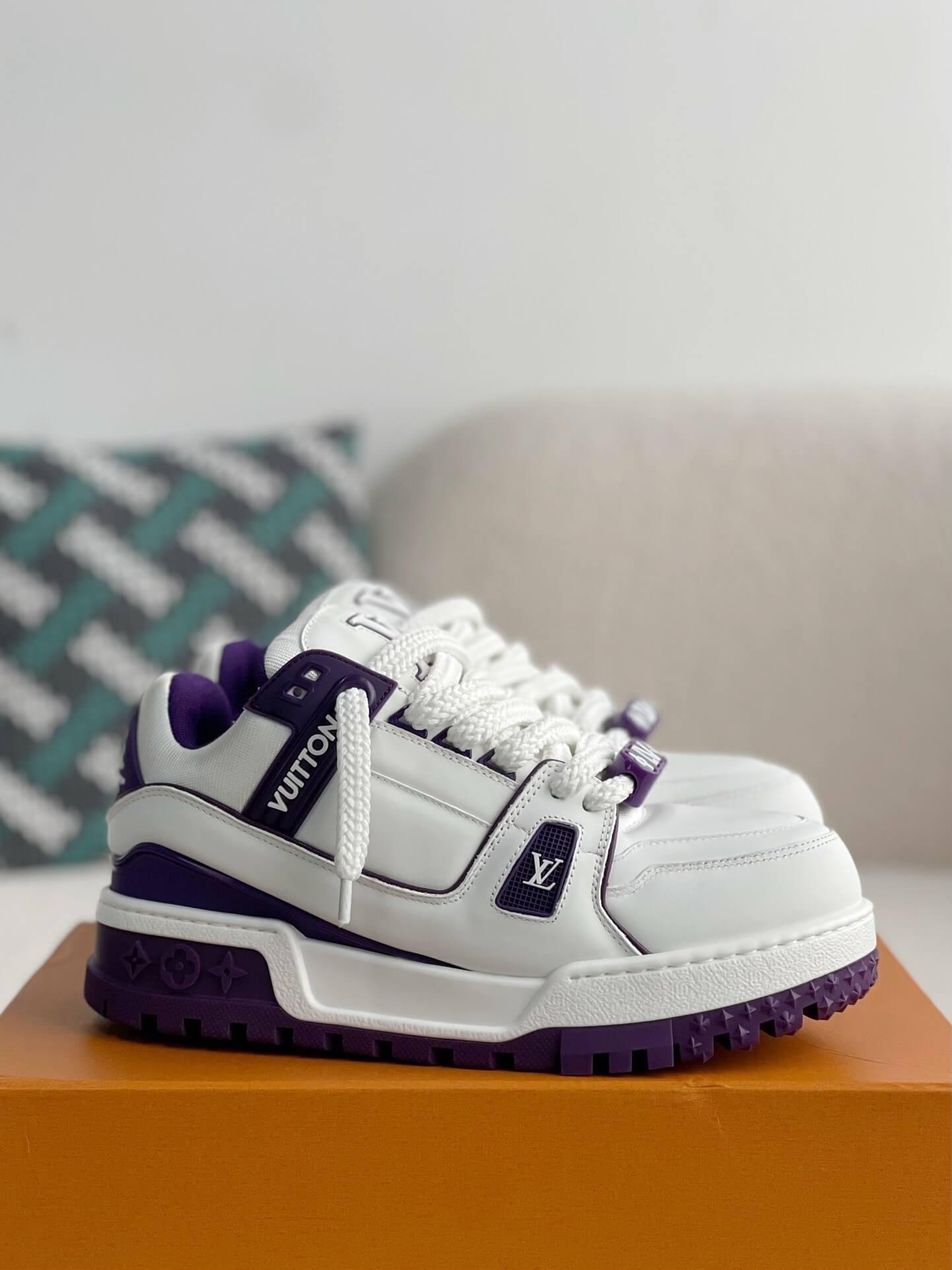 LV Trainer White Purple Maxi Sneaker - tntwear1