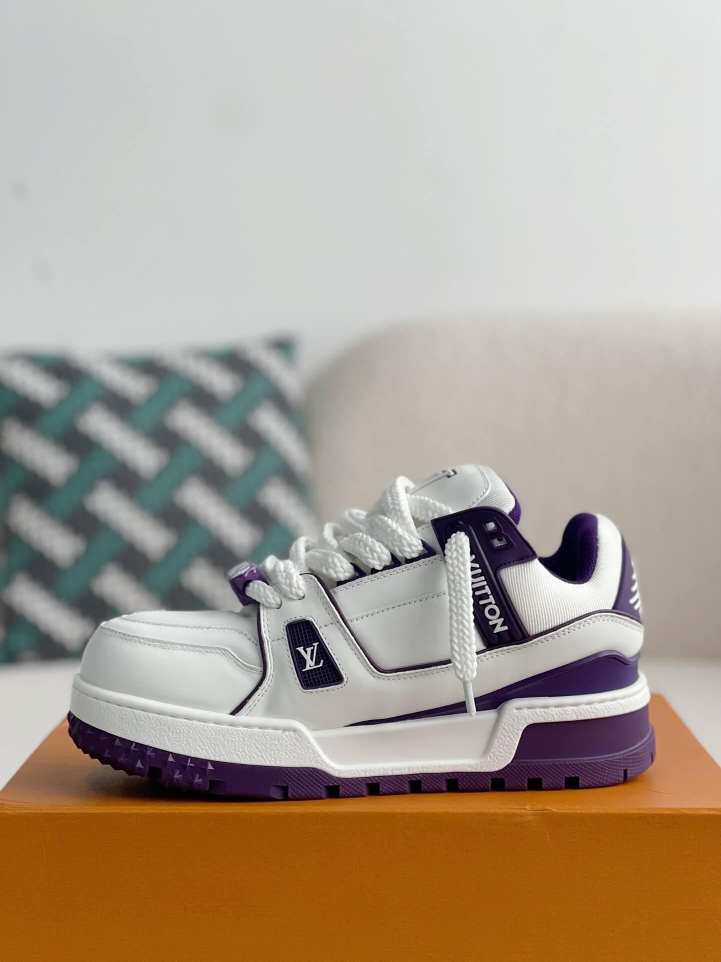 LV Trainer White Purple Maxi Sneaker - tntwear1