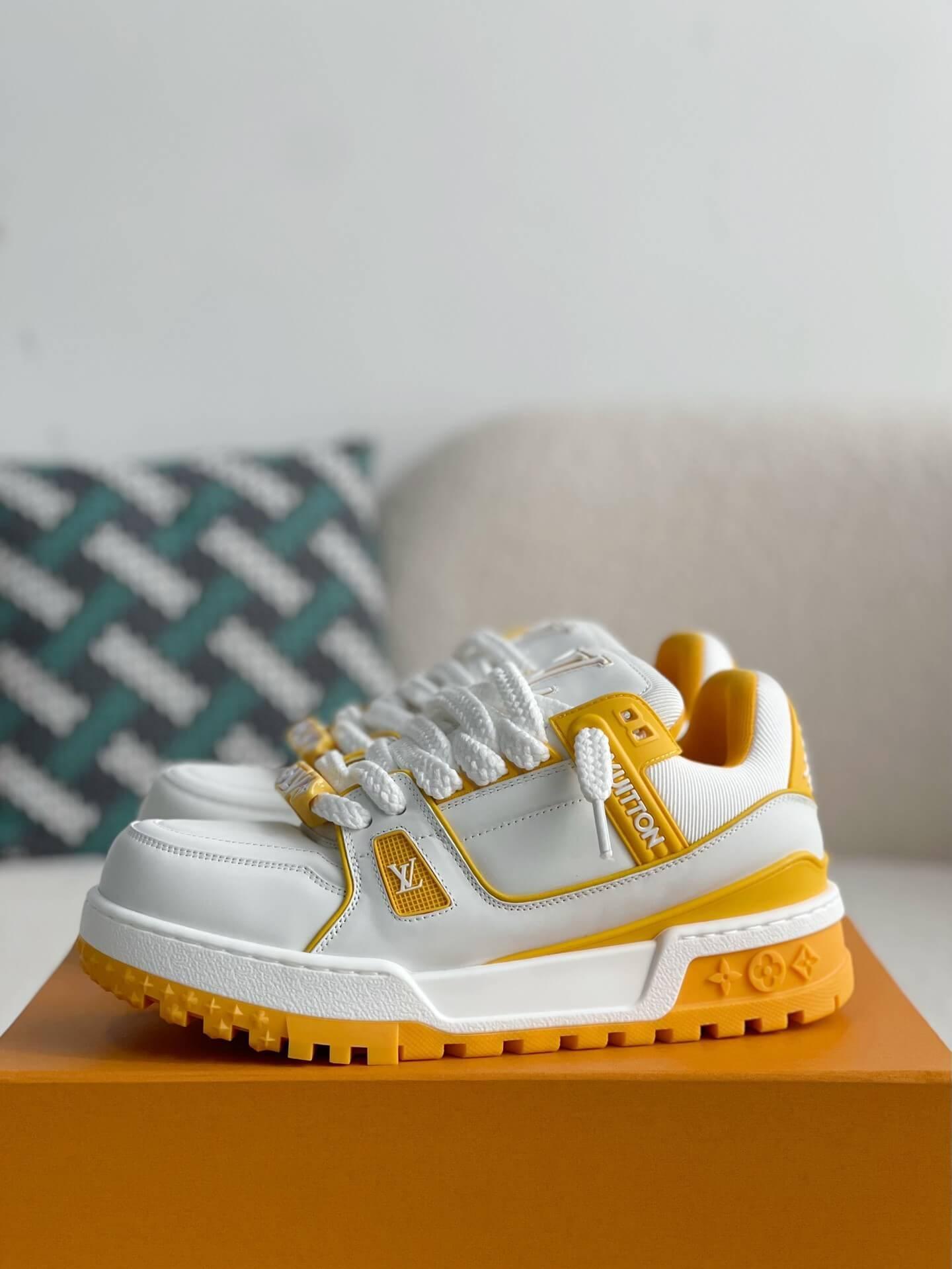 LV Trainer White Yellow Maxi Sneaker - tntwear1