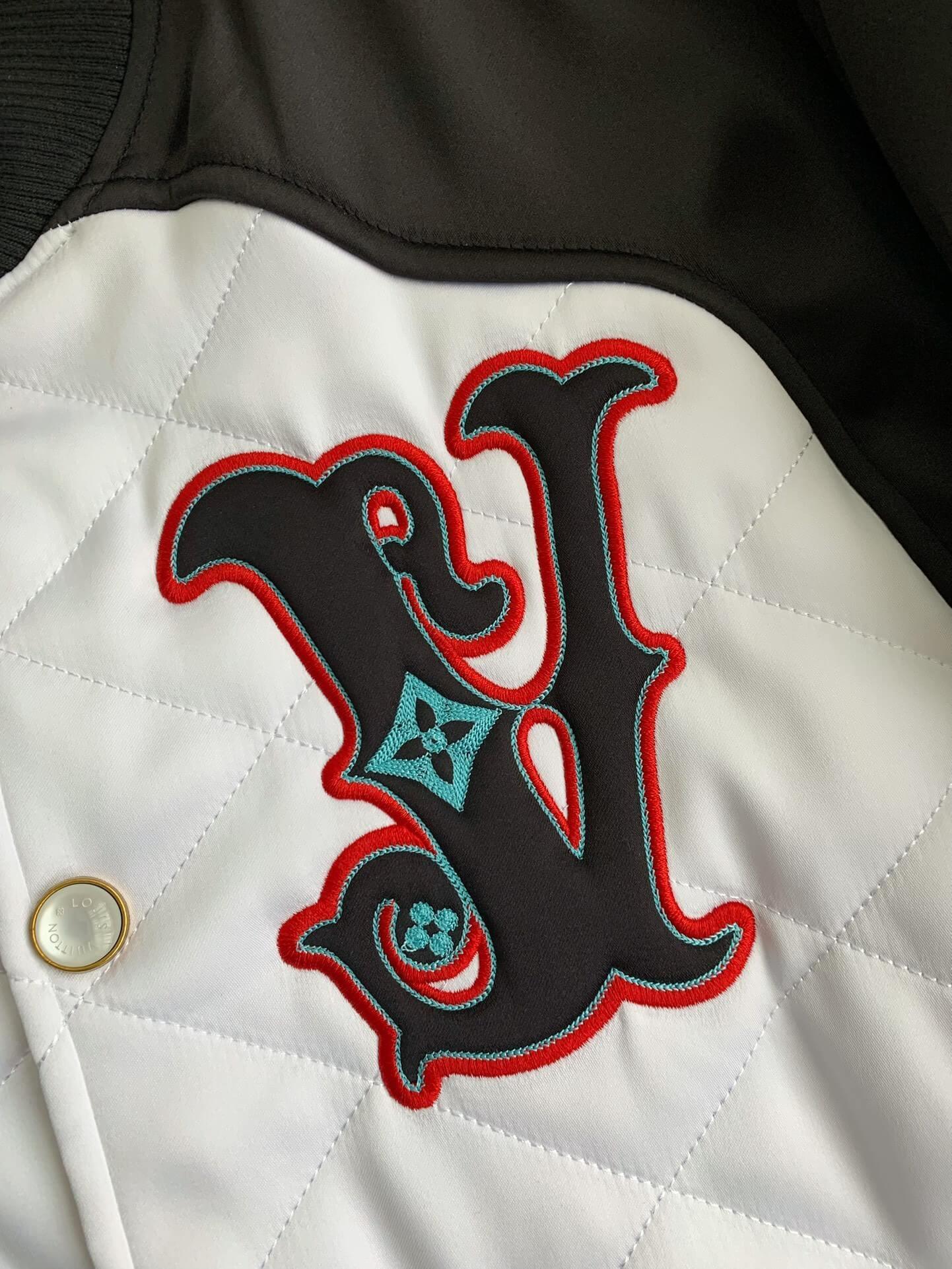 Louis Vuitton Monogram White Varsity Jacket - tntwear1