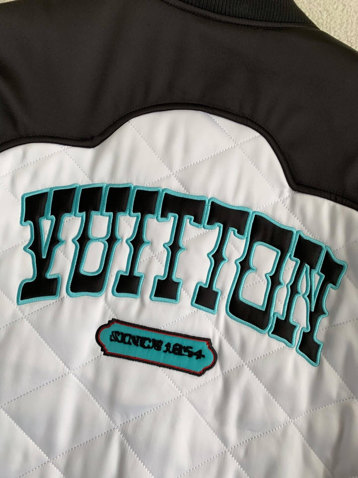 Louis Vuitton Monogram White Varsity Jacket - tntwear1