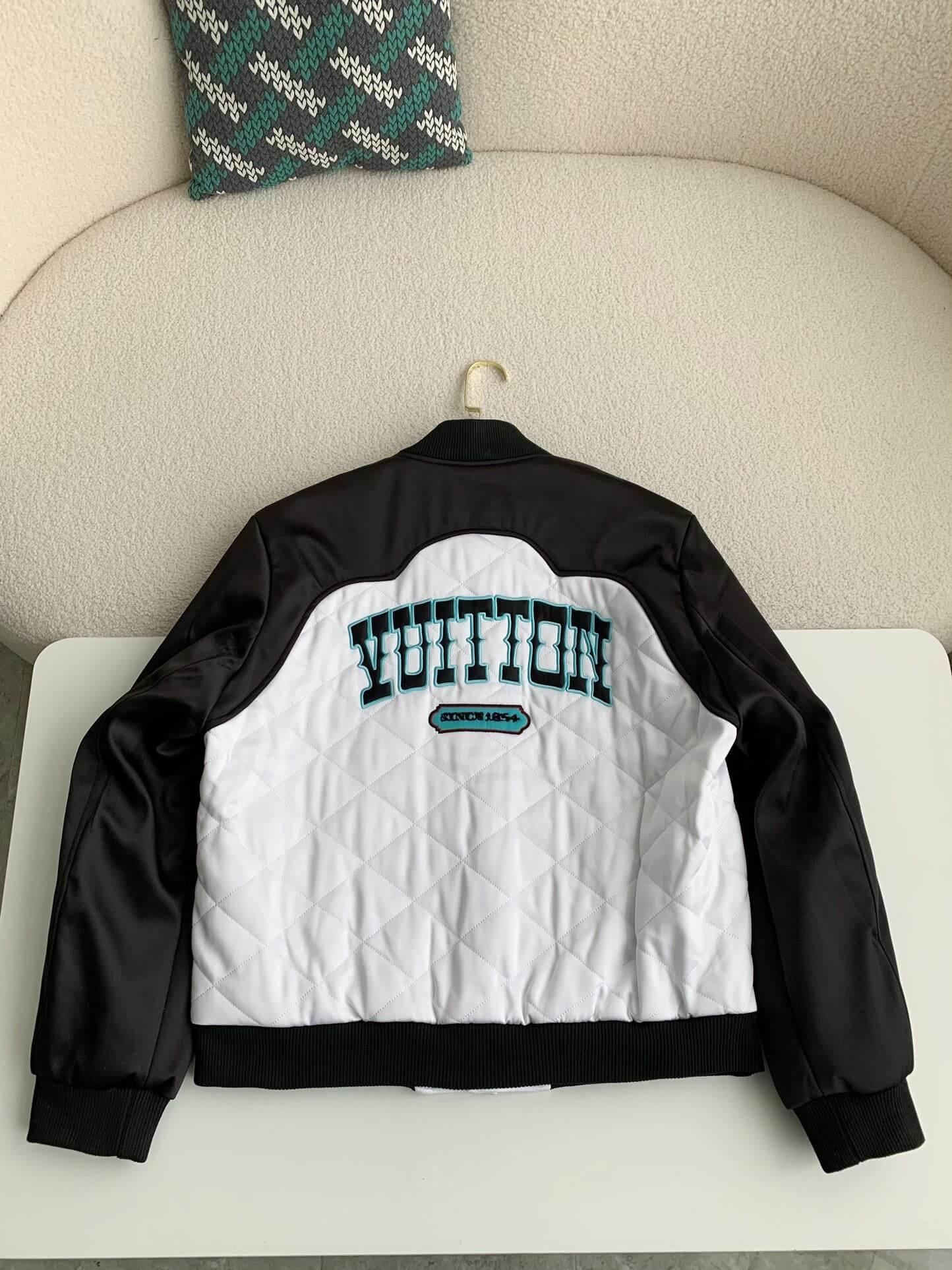 Louis Vuitton Monogram White Varsity Jacket - tntwear1