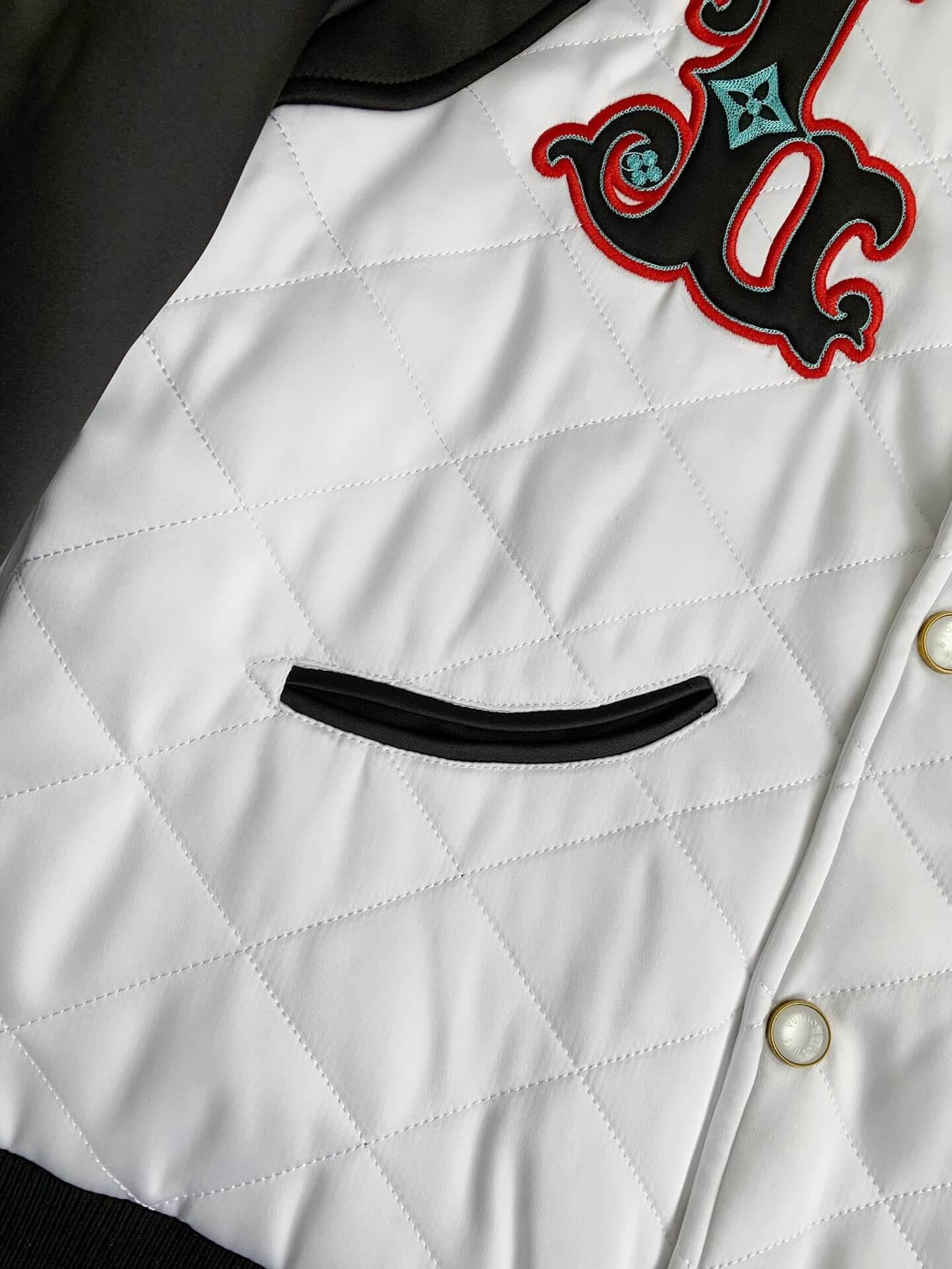 Louis Vuitton Monogram White Varsity Jacket - tntwear1