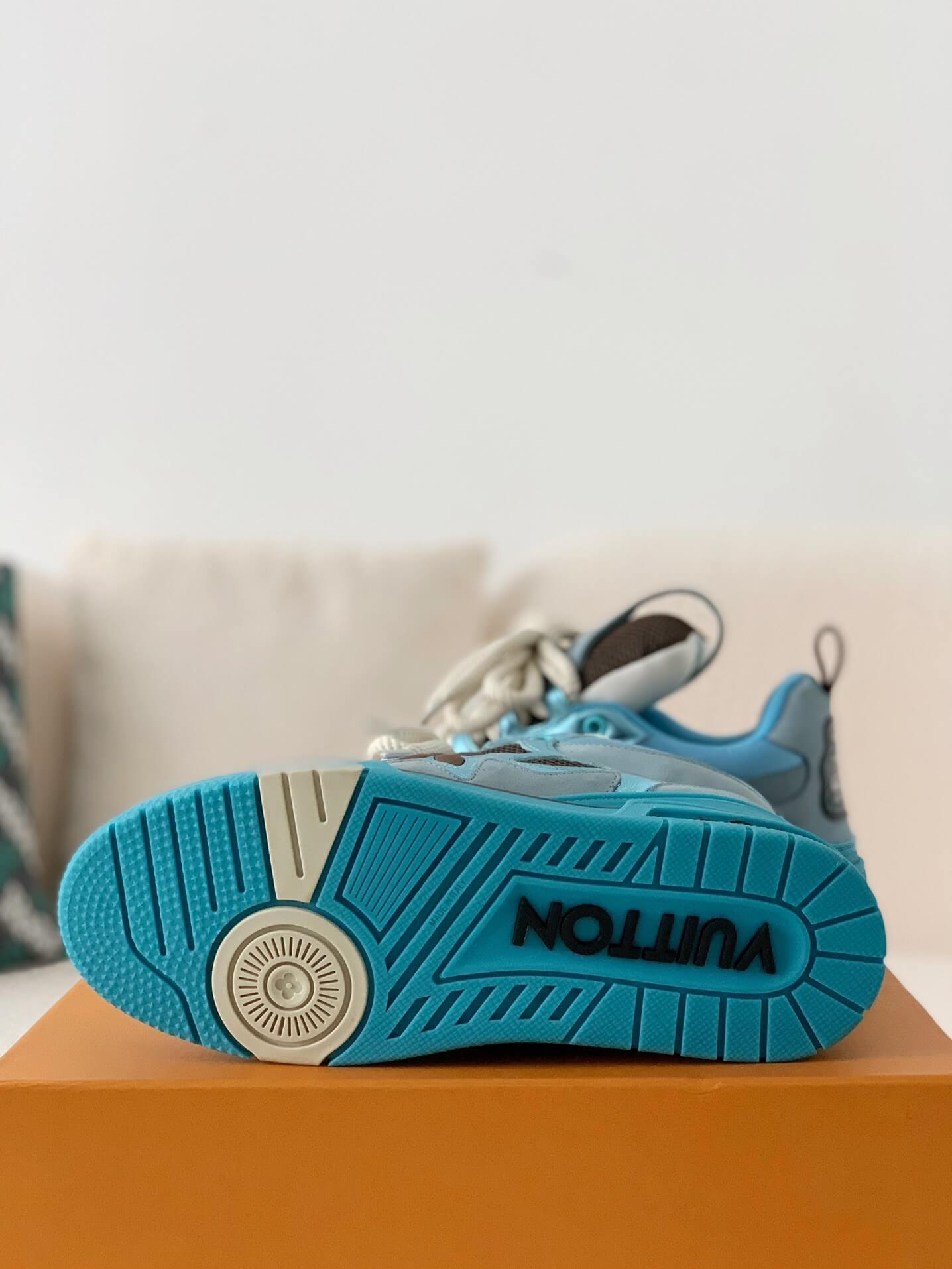 Louis Vuitton Skate Trainer Blue Brown Sneakers - tntwear1