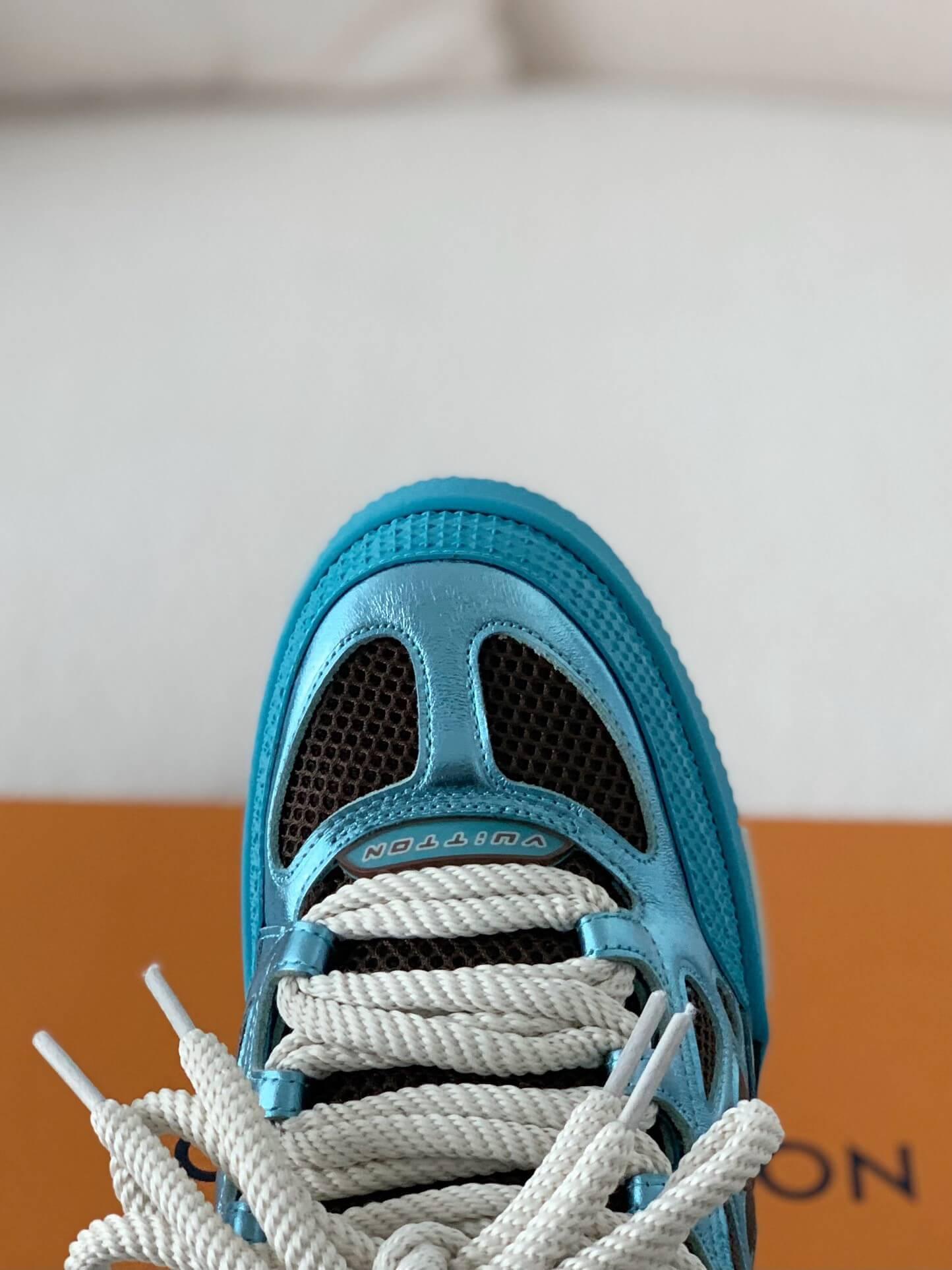 Louis Vuitton Skate Trainer Blue Brown Sneakers - tntwear1