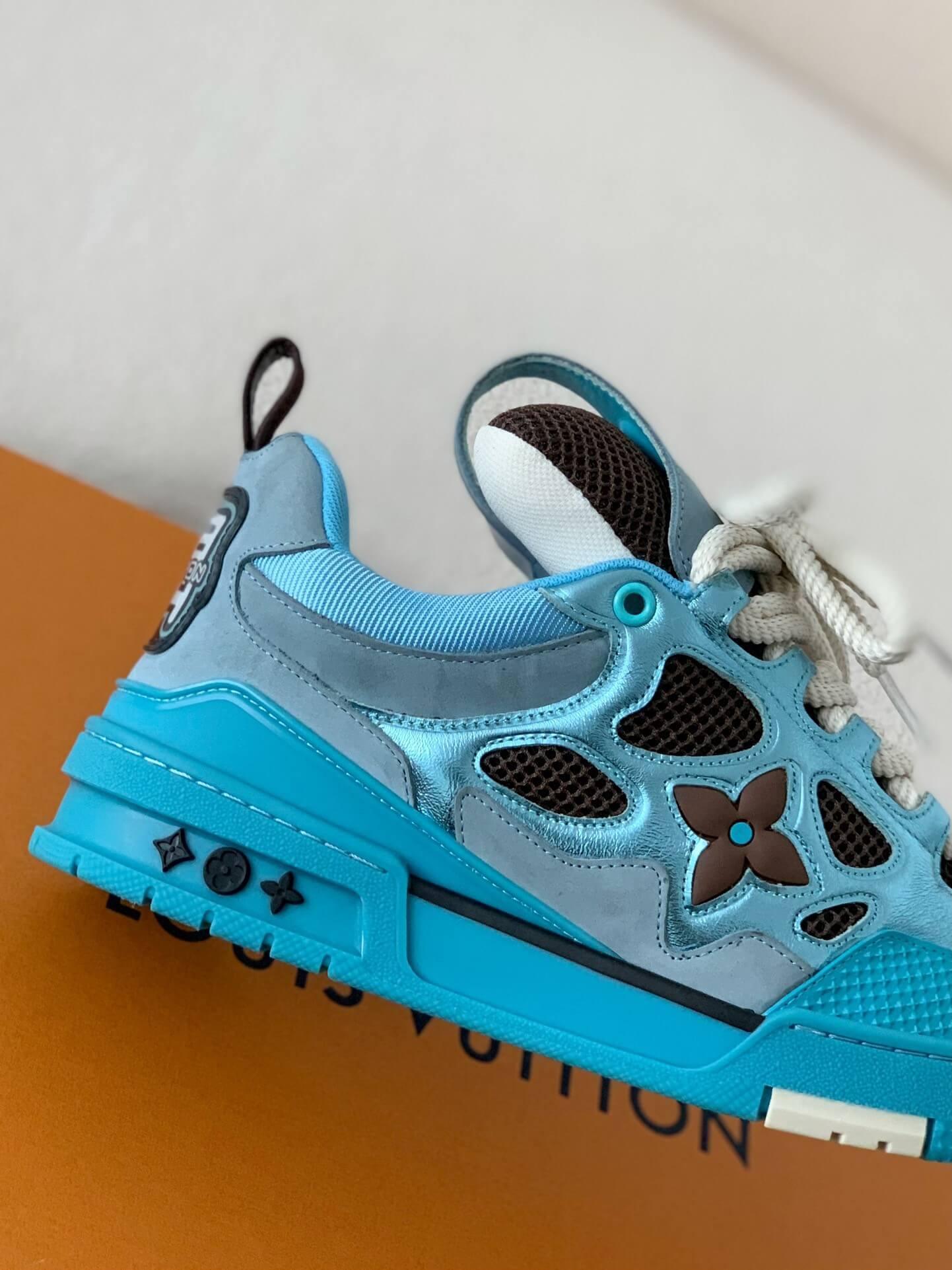 Louis Vuitton Skate Trainer Blue Brown Sneakers - tntwear1