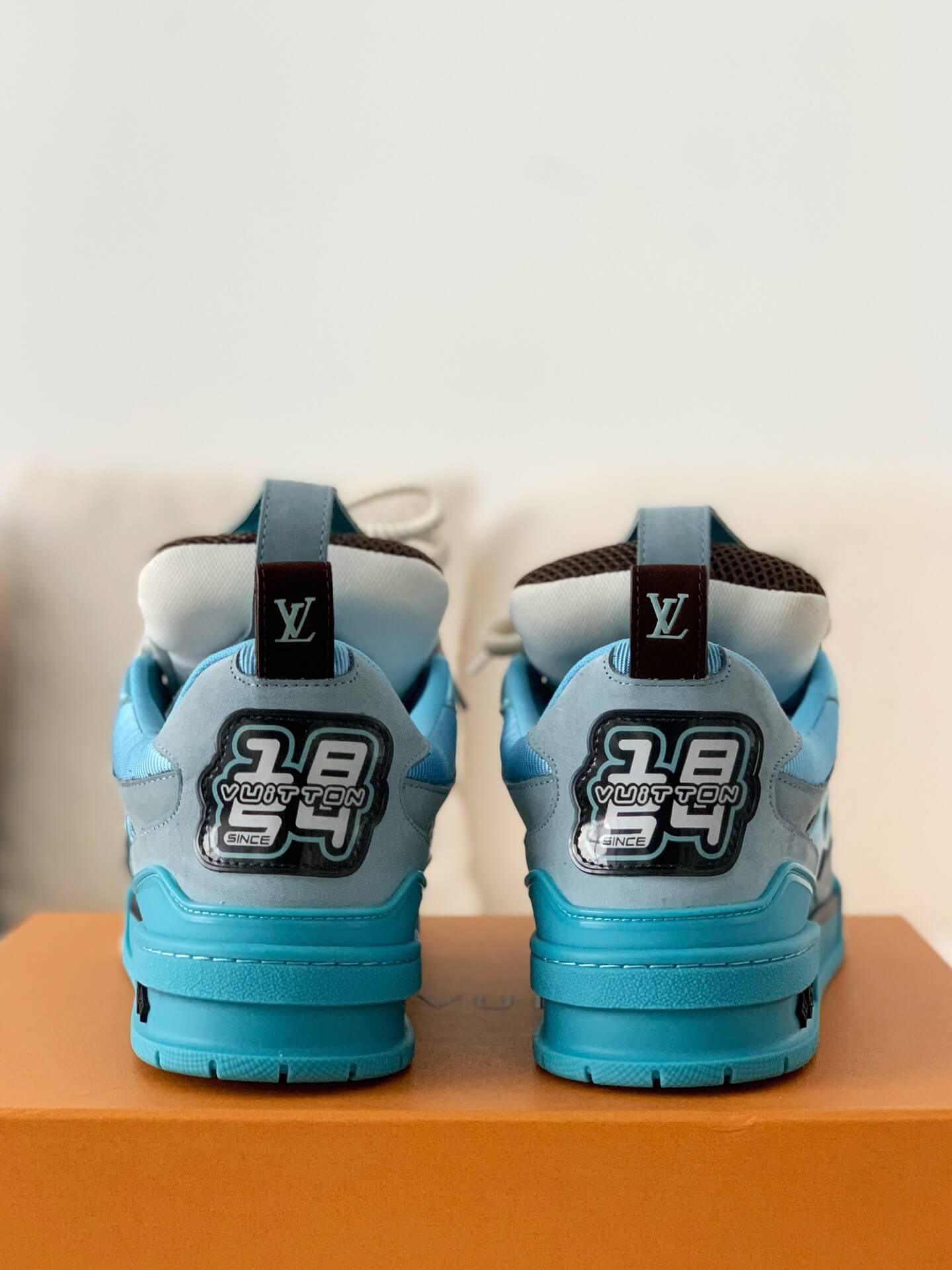 Louis Vuitton Skate Trainer Blue Brown Sneakers - tntwear1
