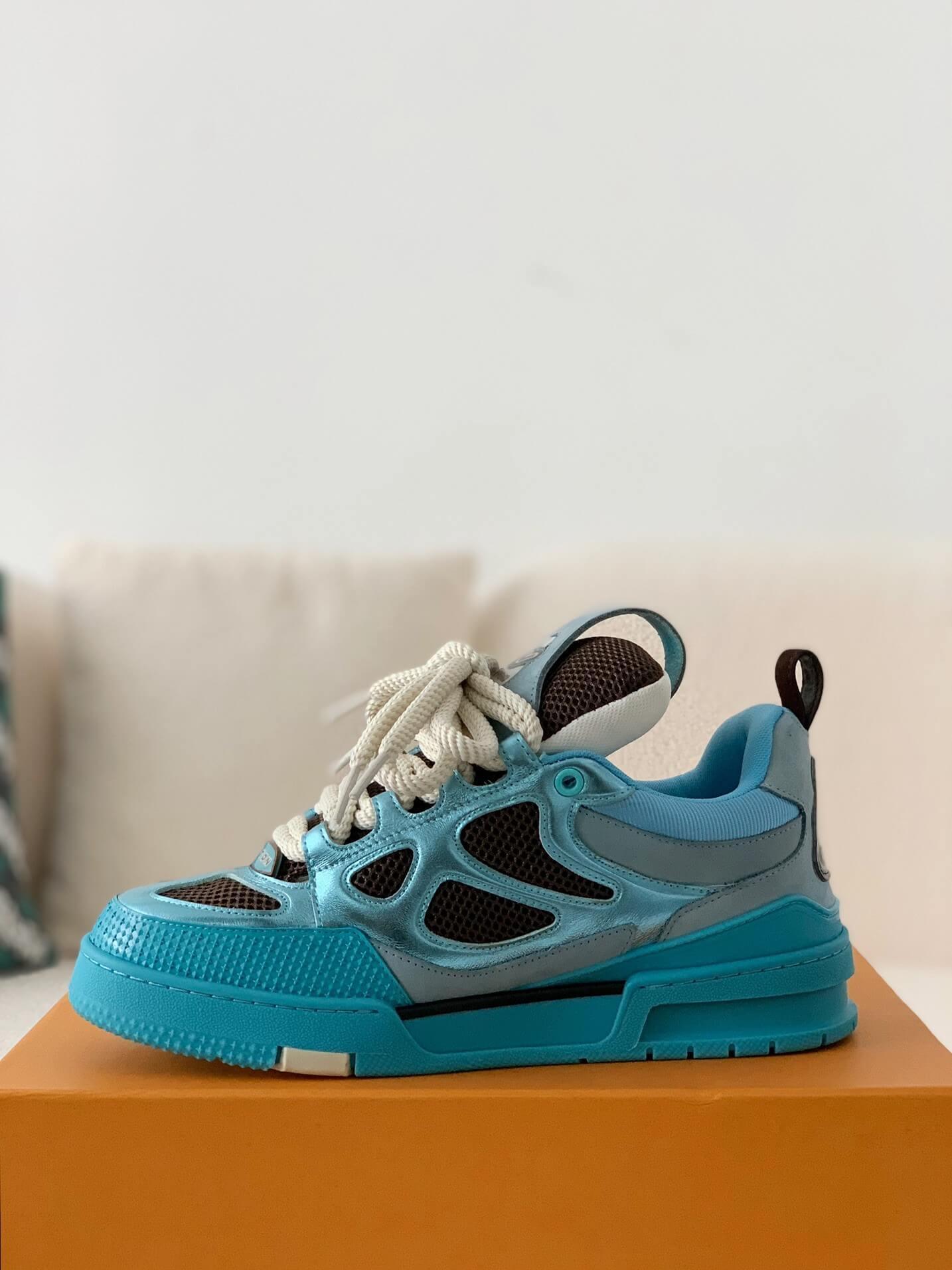 Louis Vuitton Skate Trainer Blue Brown Sneakers - tntwear1