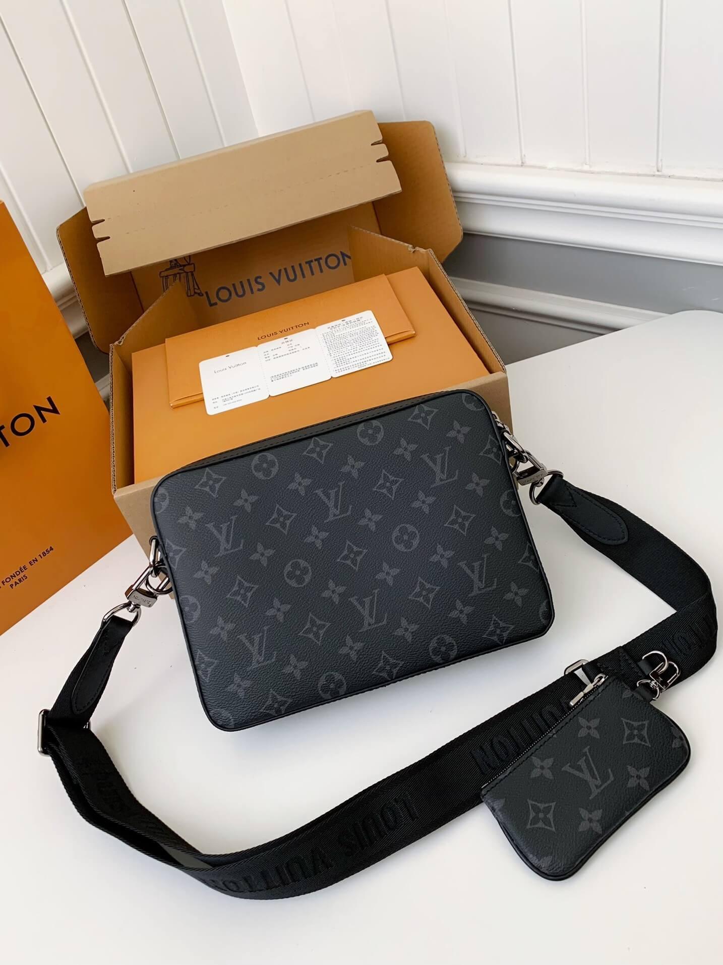 Louis Vuitton Trio Messenger "Black Leather Trim" - tntwear1