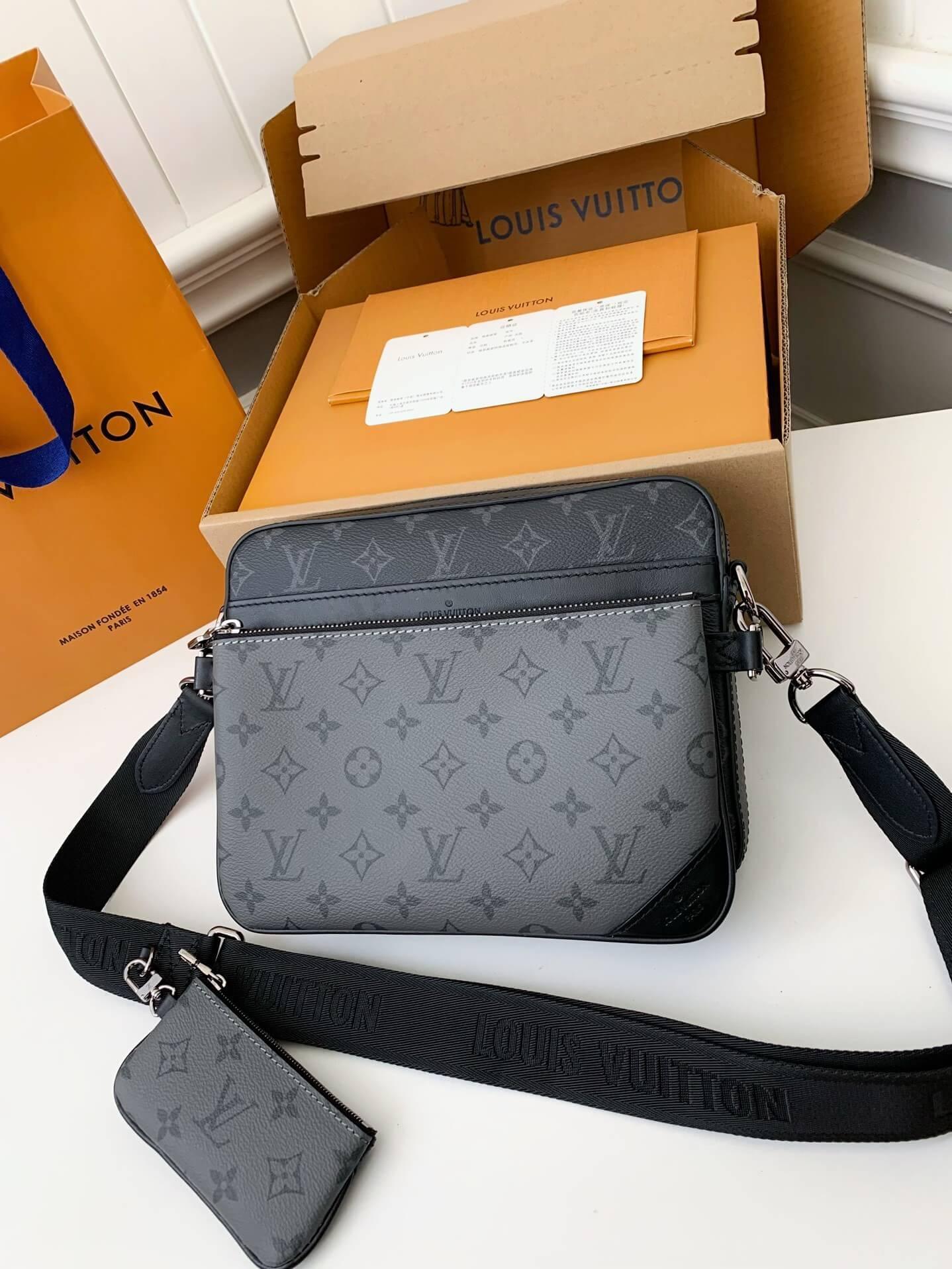 Louis Vuitton Trio Messenger "Black Leather Trim" - tntwear1