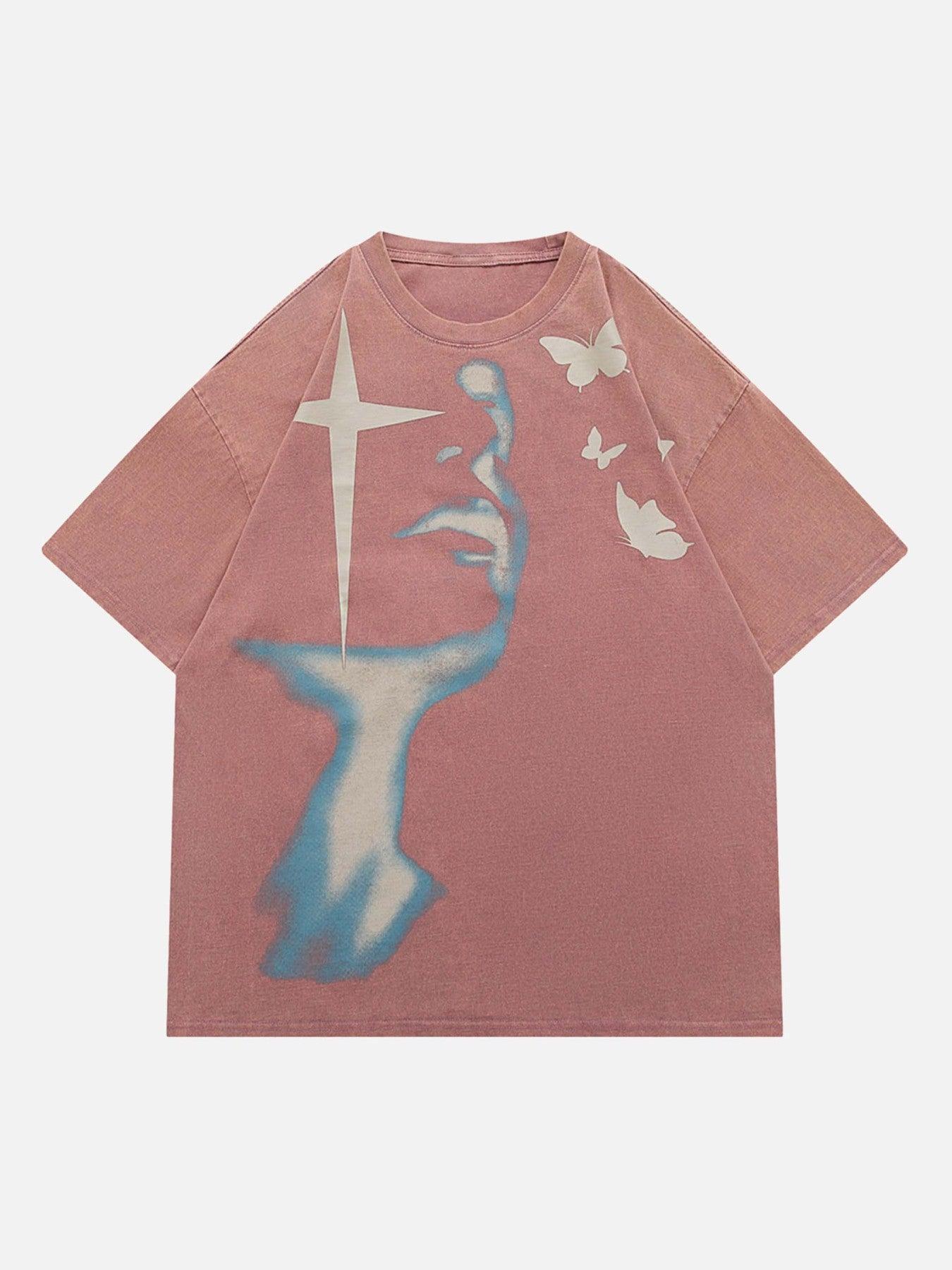 Tntwear® - Abstract Portrait Print T-shirt - 1619 - tntwear1