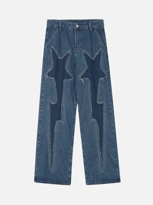 Tntwear® - American Applique Star Embroidered Jeans - tntwear1