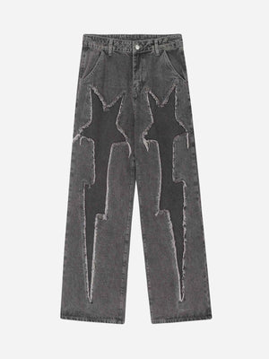 Tntwear® - American Applique Star Embroidered Jeans - tntwear1