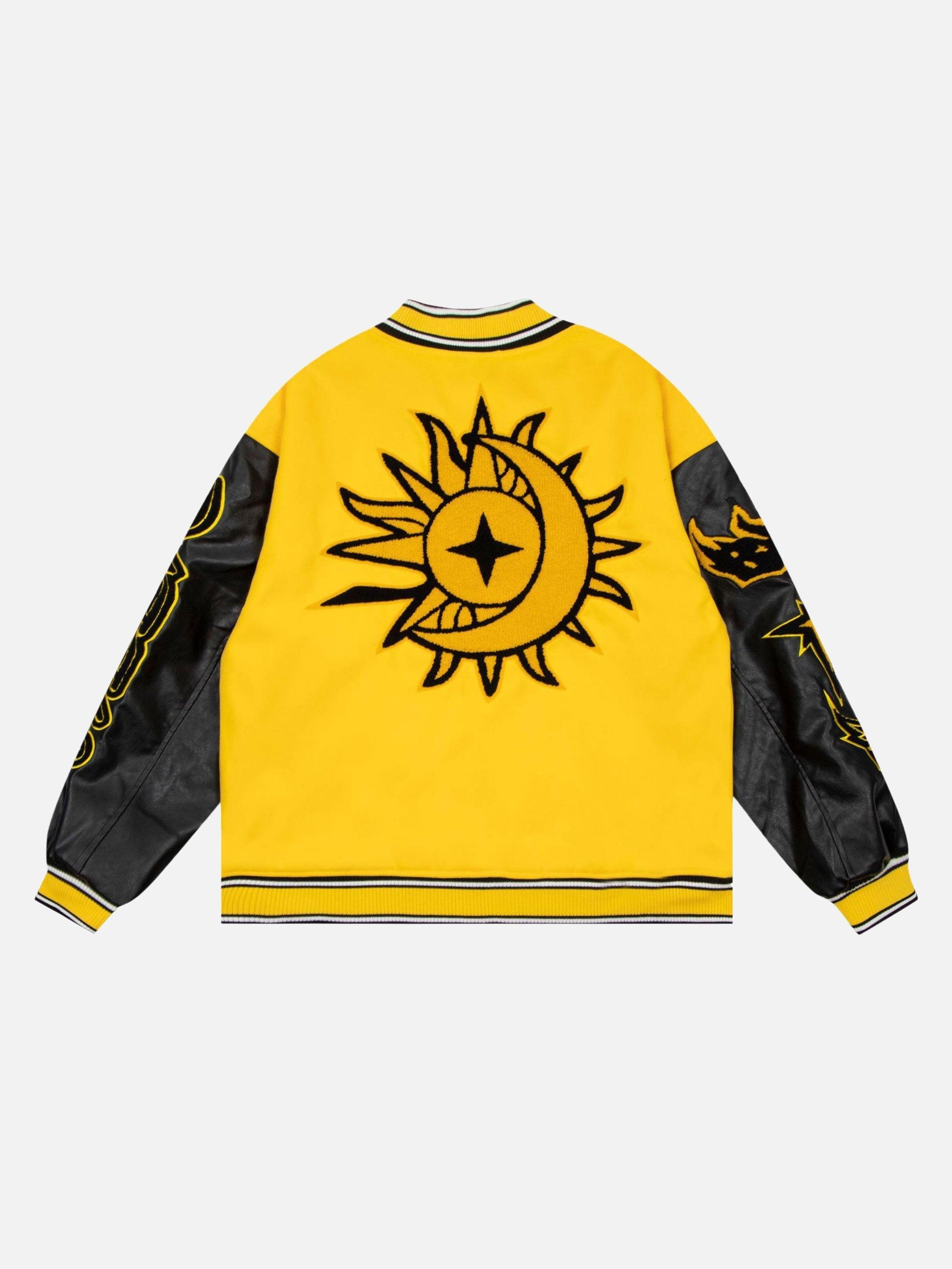 Tntwear® - American Creative Flame Elements Letter Embroidery Baseball Jacket -1608 - tntwear1