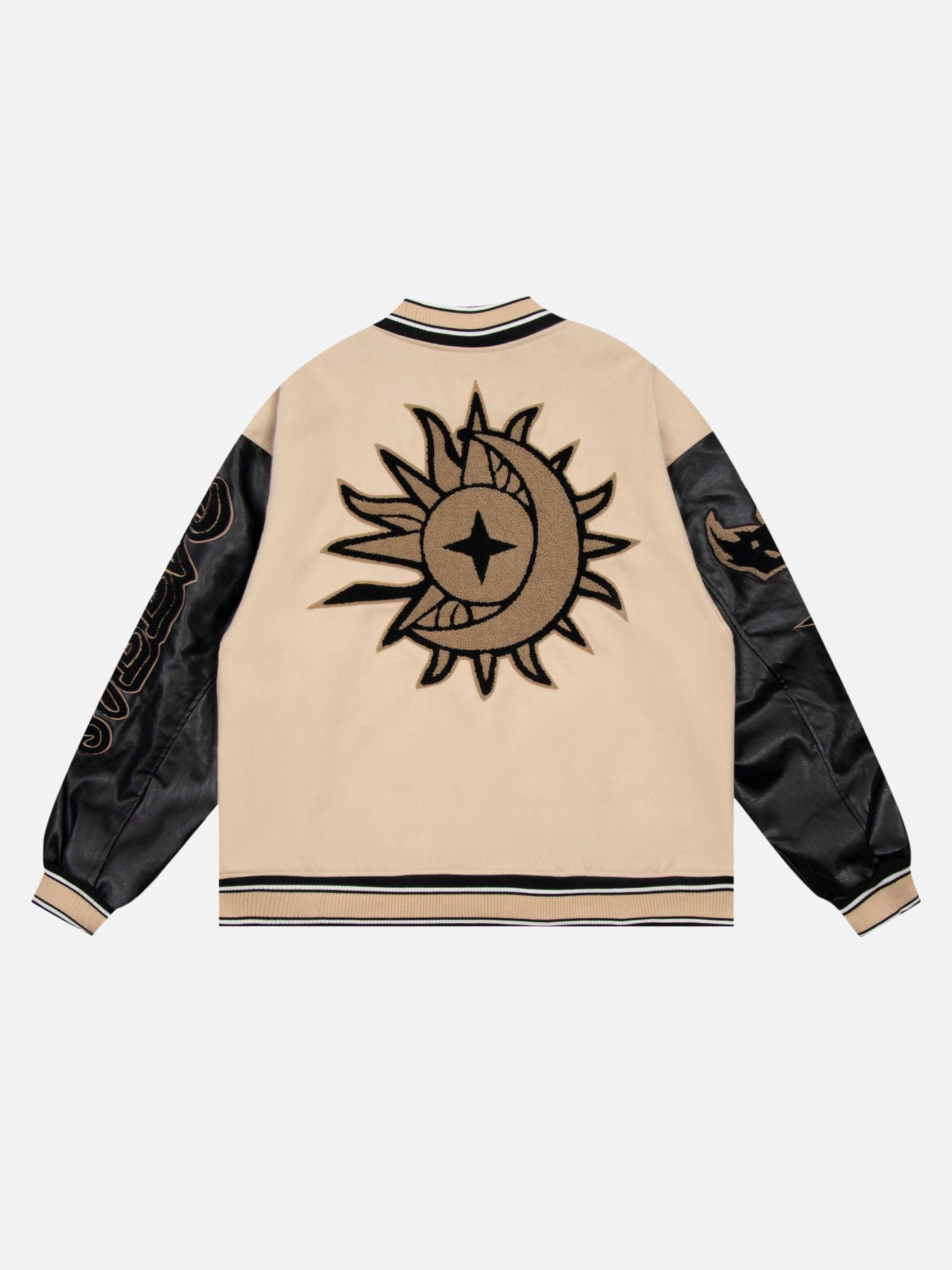 Tntwear® - American Creative Flame Elements Letter Embroidery Baseball Jacket -1608 - tntwear1