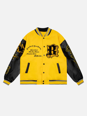 Tntwear® - American Creative Flame Elements Letter Embroidery Baseball Jacket -1608 - tntwear1