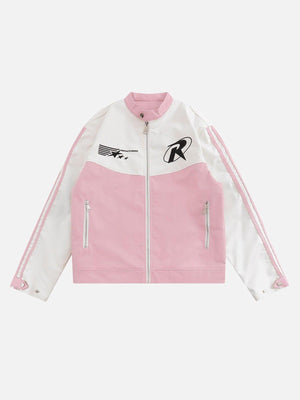 Tntwear® - American Embroidered Colorblocked Leather Jacket - tntwear1