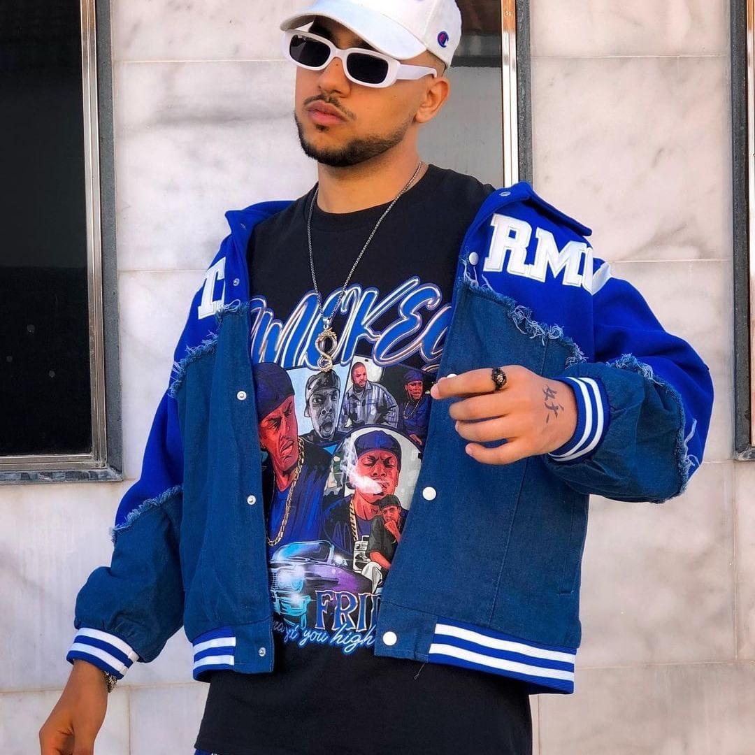 Tntwear® - American High Street Denim Fabric Splicing Baseball Jacket -1445 - tntwear1