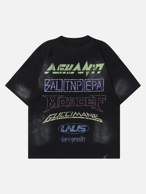 Tntwear® - American Hip-hop Old Washed Lettering Ceremonial T-shirt - tntwear1