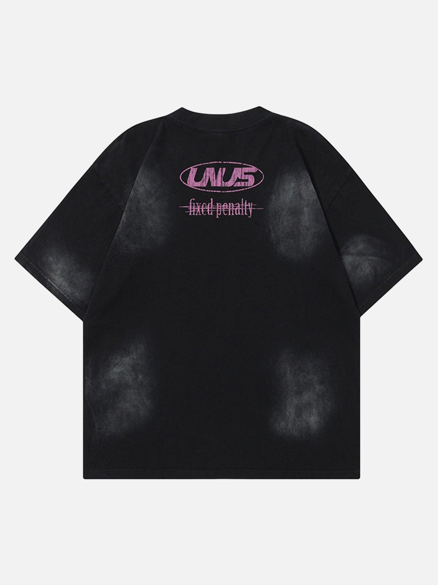 Tntwear® - American Hip-hop Old Washed Lettering Ceremonial T-shirt - tntwear1
