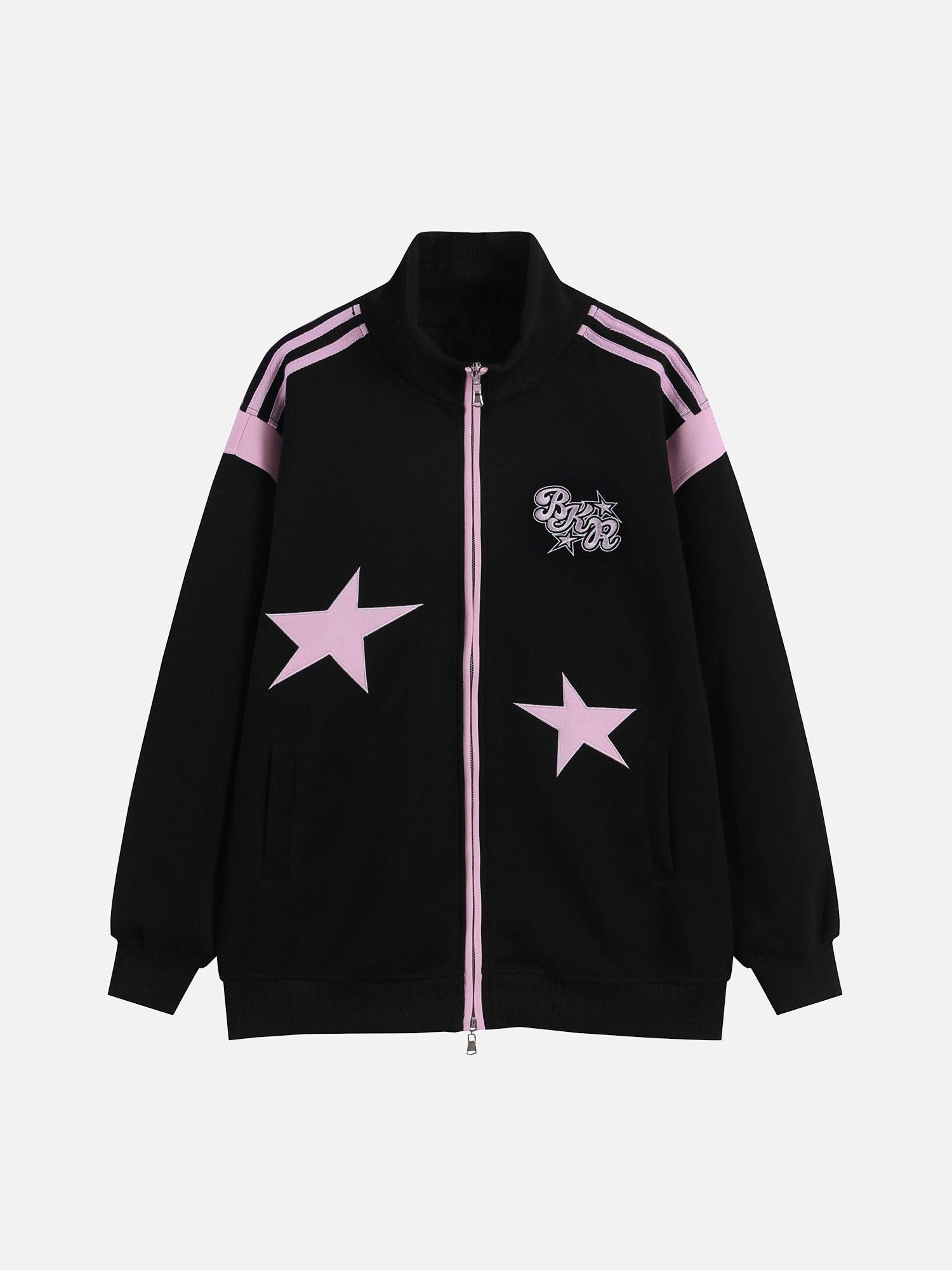Tntwear® - American Patchwork Embroidered Loose Cardigan Sweatshirt - tntwear1
