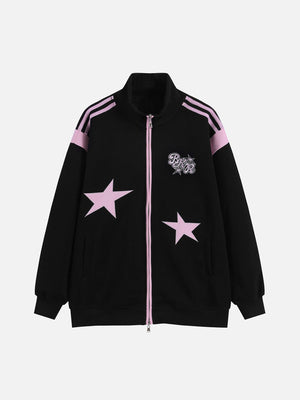 Tntwear® - American Patchwork Embroidered Loose Cardigan Sweatshirt - tntwear1