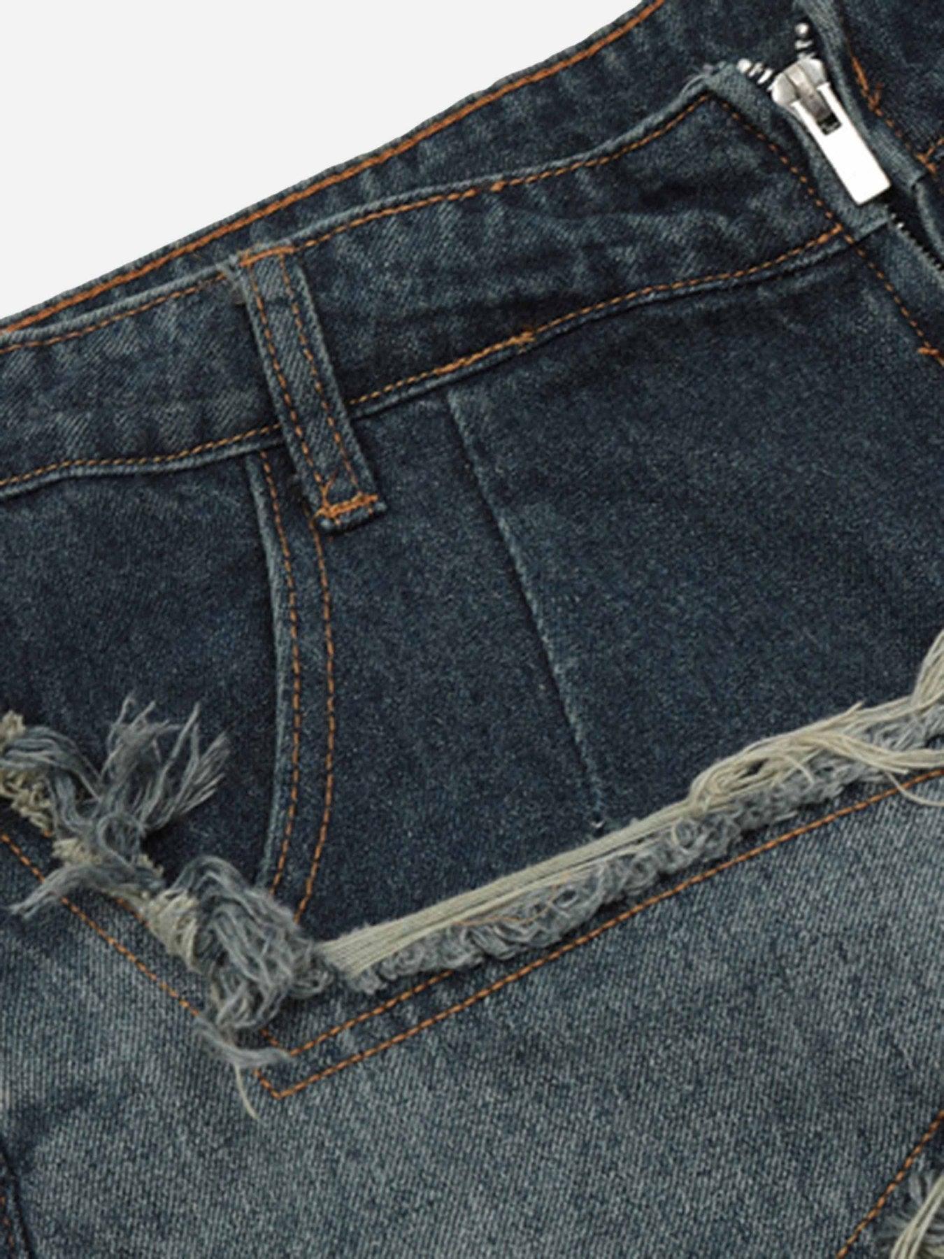 Tntwear® - American Pentagram Tassel Patch Denim Shorts - 1681 - tntwear1