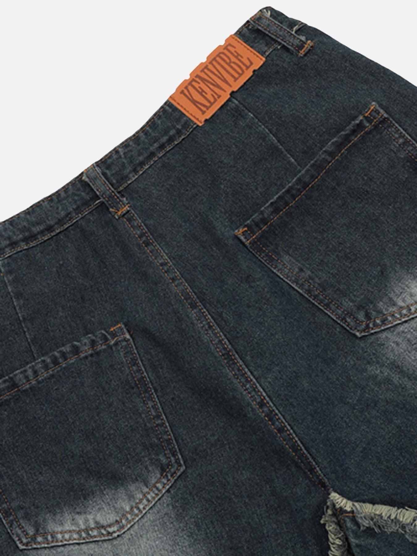 Tntwear® - American Pentagram Tassel Patch Denim Shorts - 1681 - tntwear1