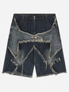 Tntwear® - American Pentagram Tassel Patch Denim Shorts - 1681 - tntwear1