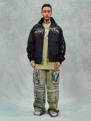 Tntwear® - American Retro Heavy-duty Rivet Wing Design Jacket - tntwear1