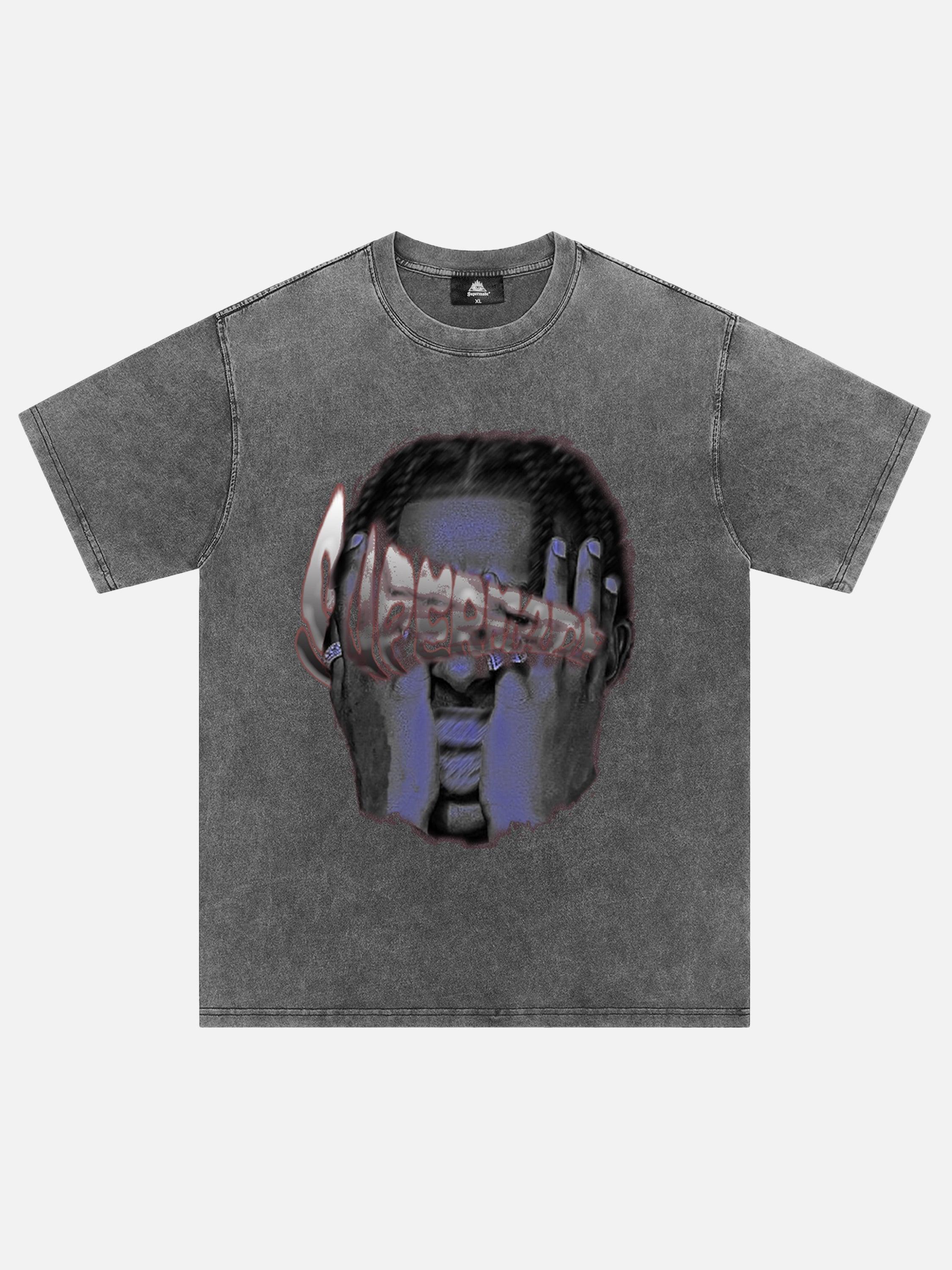 Tntwear® - American Retro Hip-hop Head Print T-shirt - 1900 - tntwear1