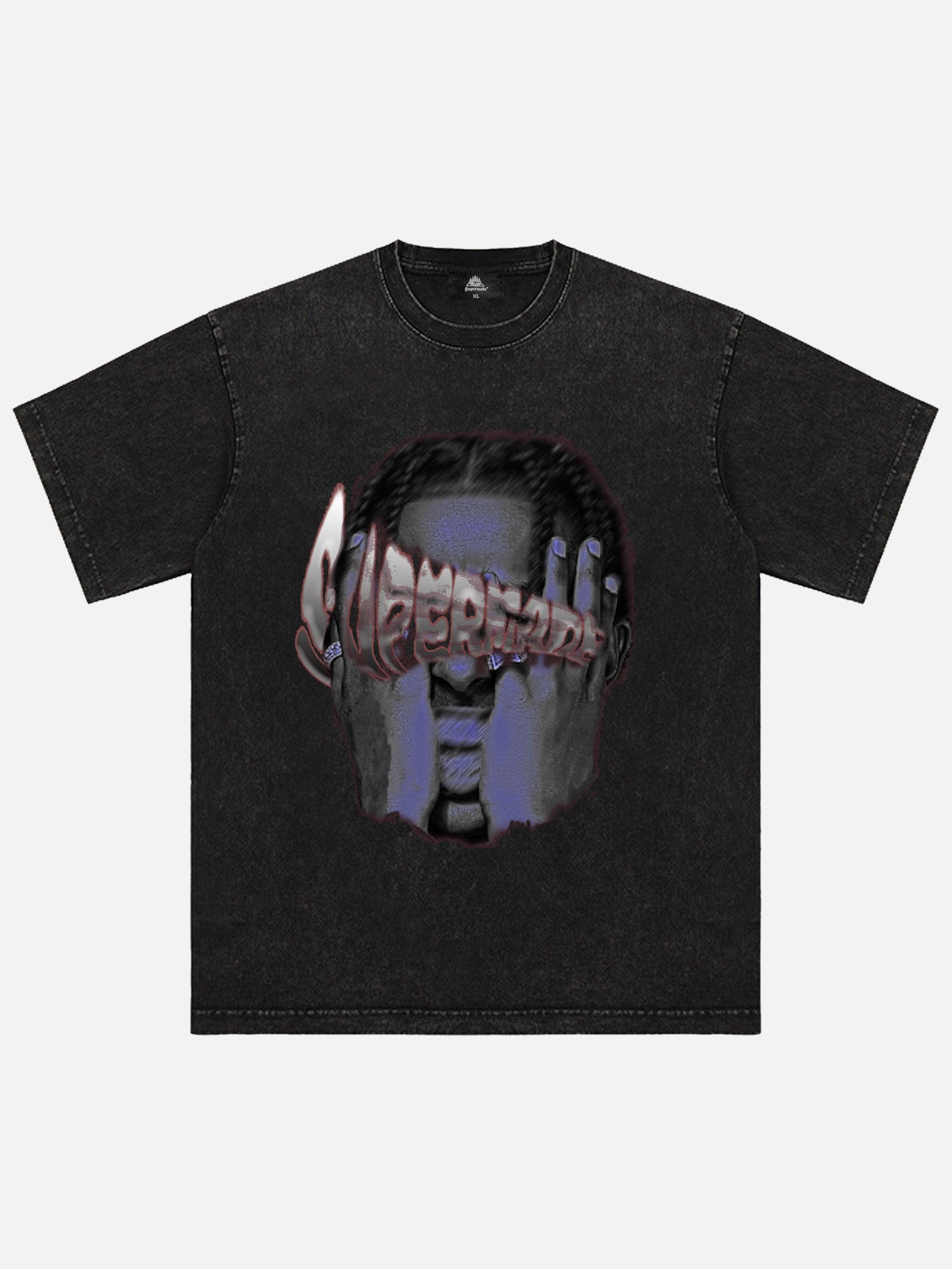 Tntwear® - American Retro Hip-hop Head Print T-shirt - 1900 - tntwear1