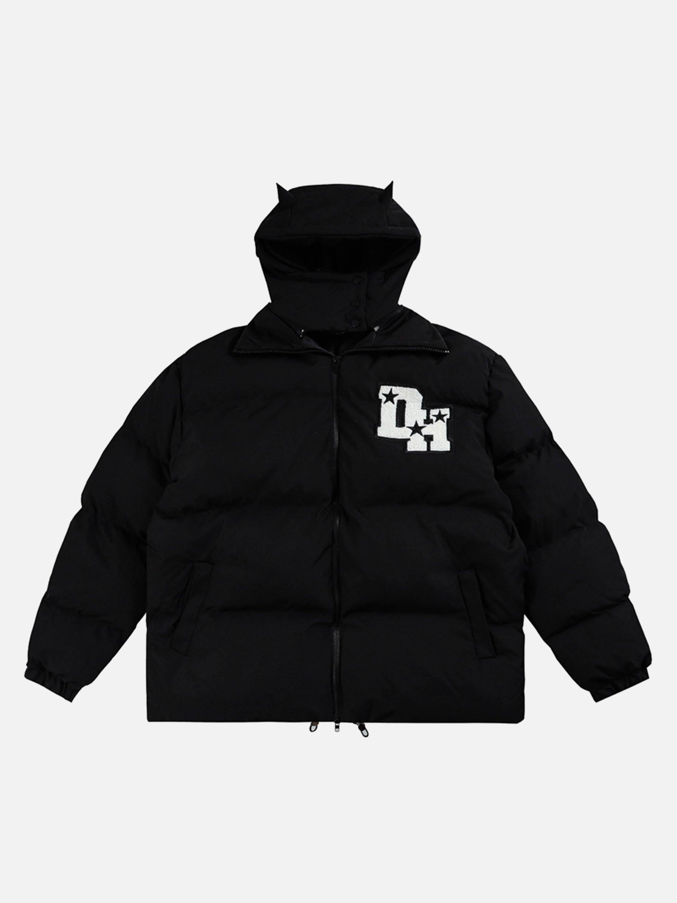 Tntwear® - American Retro Little Devil Hooded Stand Collar Bread Suit Loose Down Jacket - 1565 - tntwear1