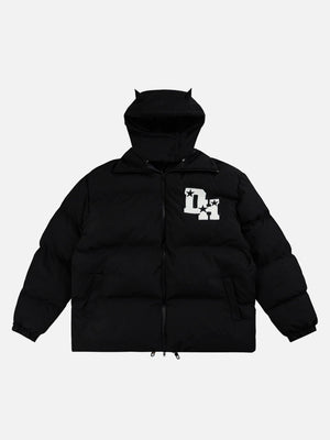 Tntwear® - American Retro Little Devil Hooded Stand Collar Bread Suit Loose Down Jacket - 1565 - tntwear1