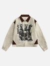 Tntwear® - American Retro Washed Distressed Graffiti Patchwork Jacket - tntwear1