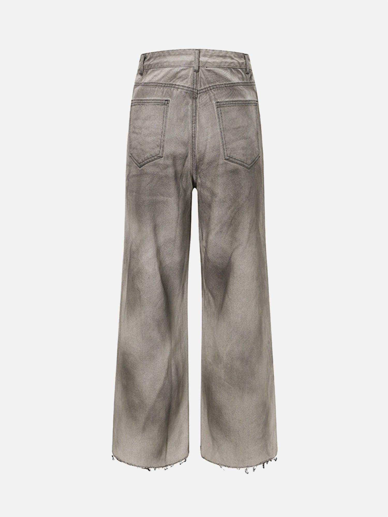 Tntwear® - American Street Fashion Washed Distressed Straight Leg Jeans - tntwear1
