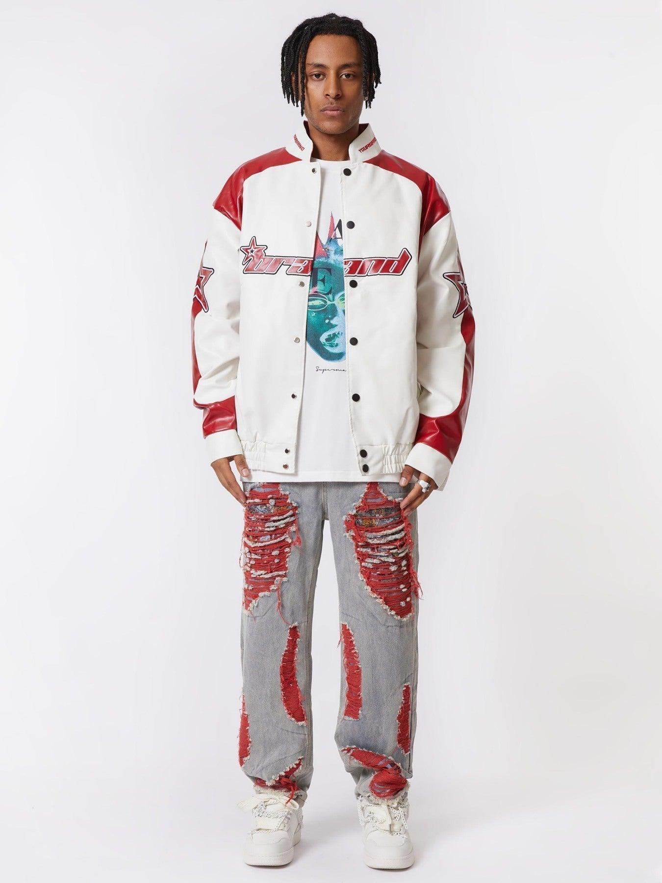 Tntwear® - American Vintage Colorblock Leather Jacket - 1728 - tntwear1