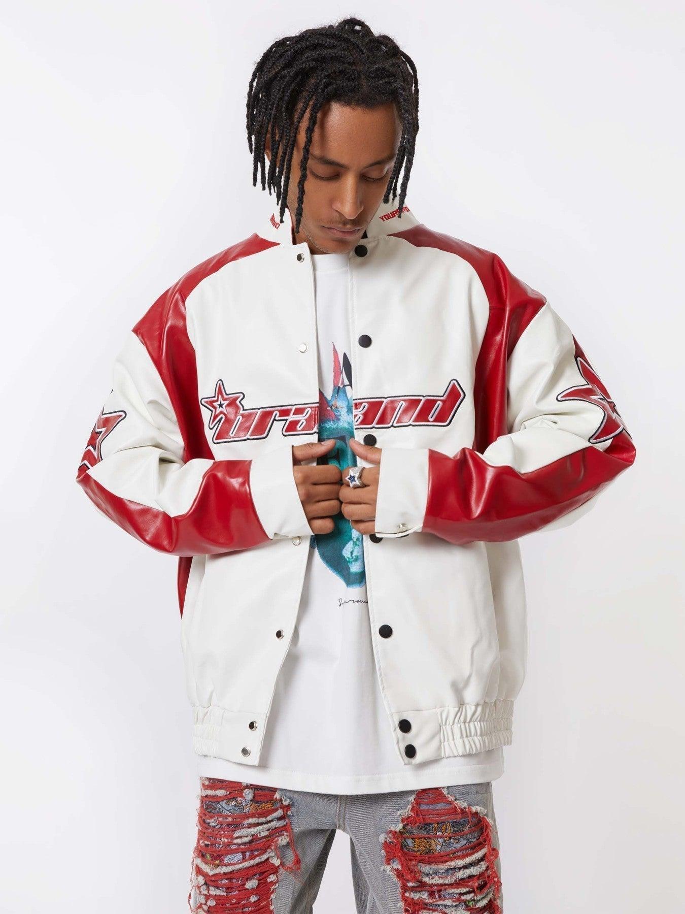 Tntwear® - American Vintage Colorblock Leather Jacket - 1728 - tntwear1