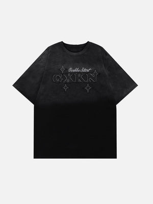 Tntwear® - Applique Embroidery Gradient Star Tee - tntwear1