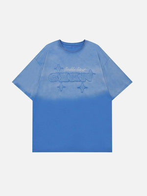 Tntwear® - Applique Embroidery Gradient Star Tee - tntwear1