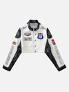 Tntwear® - Badge Short PU Leather Racing Jacket - 1631 - tntwear1