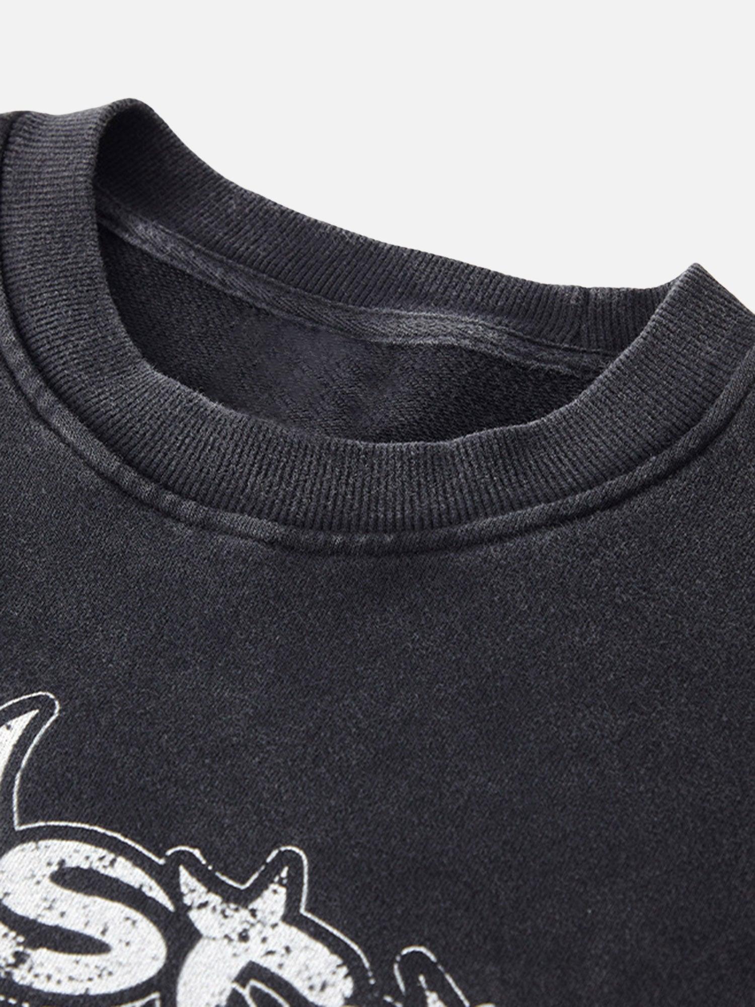 Tntwear® - Batik Distressed Loose Round Neck Sweatshirt - 1898 - tntwear1