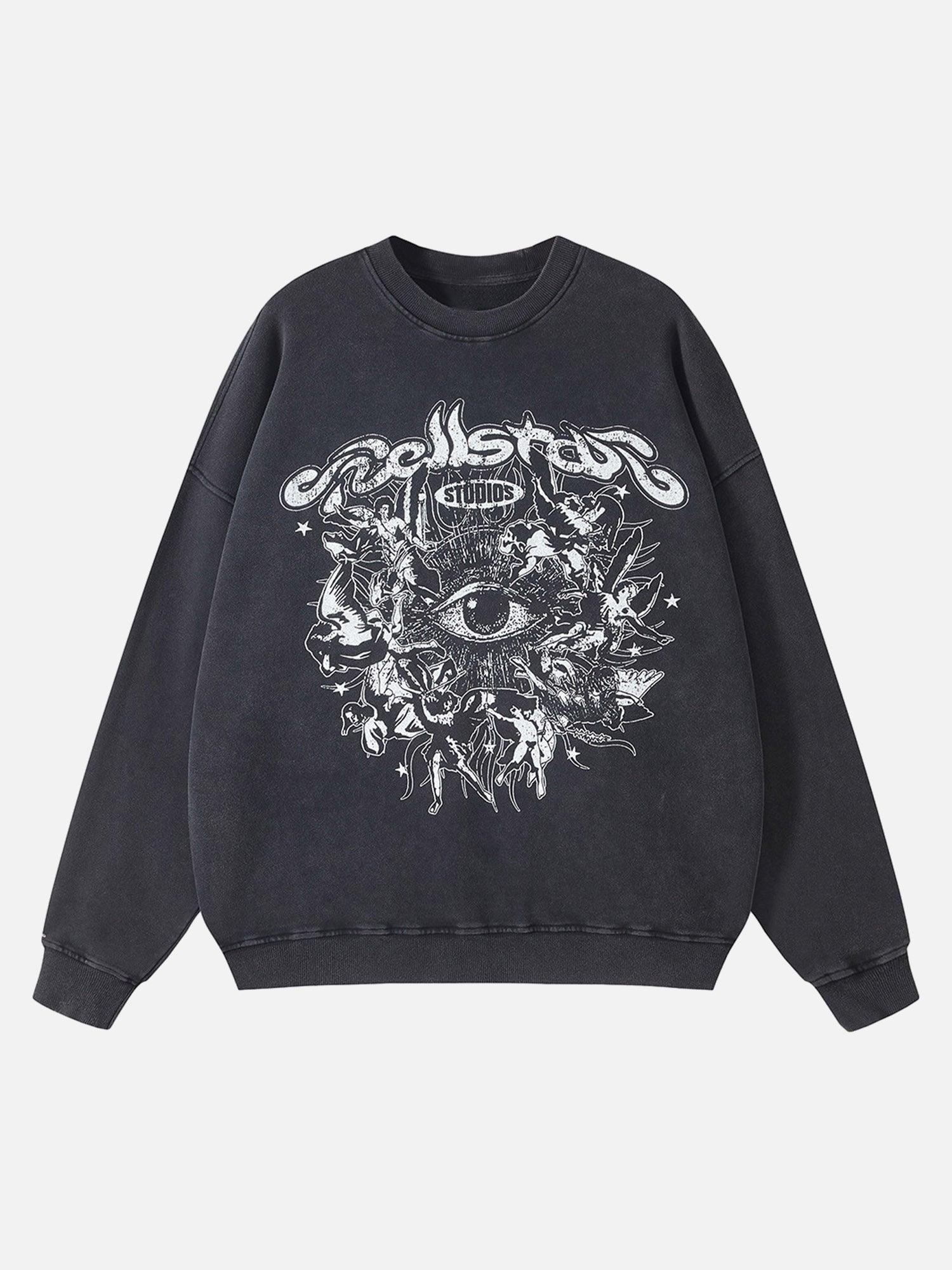 Tntwear® - Batik Distressed Loose Round Neck Sweatshirt - 1898 - tntwear1