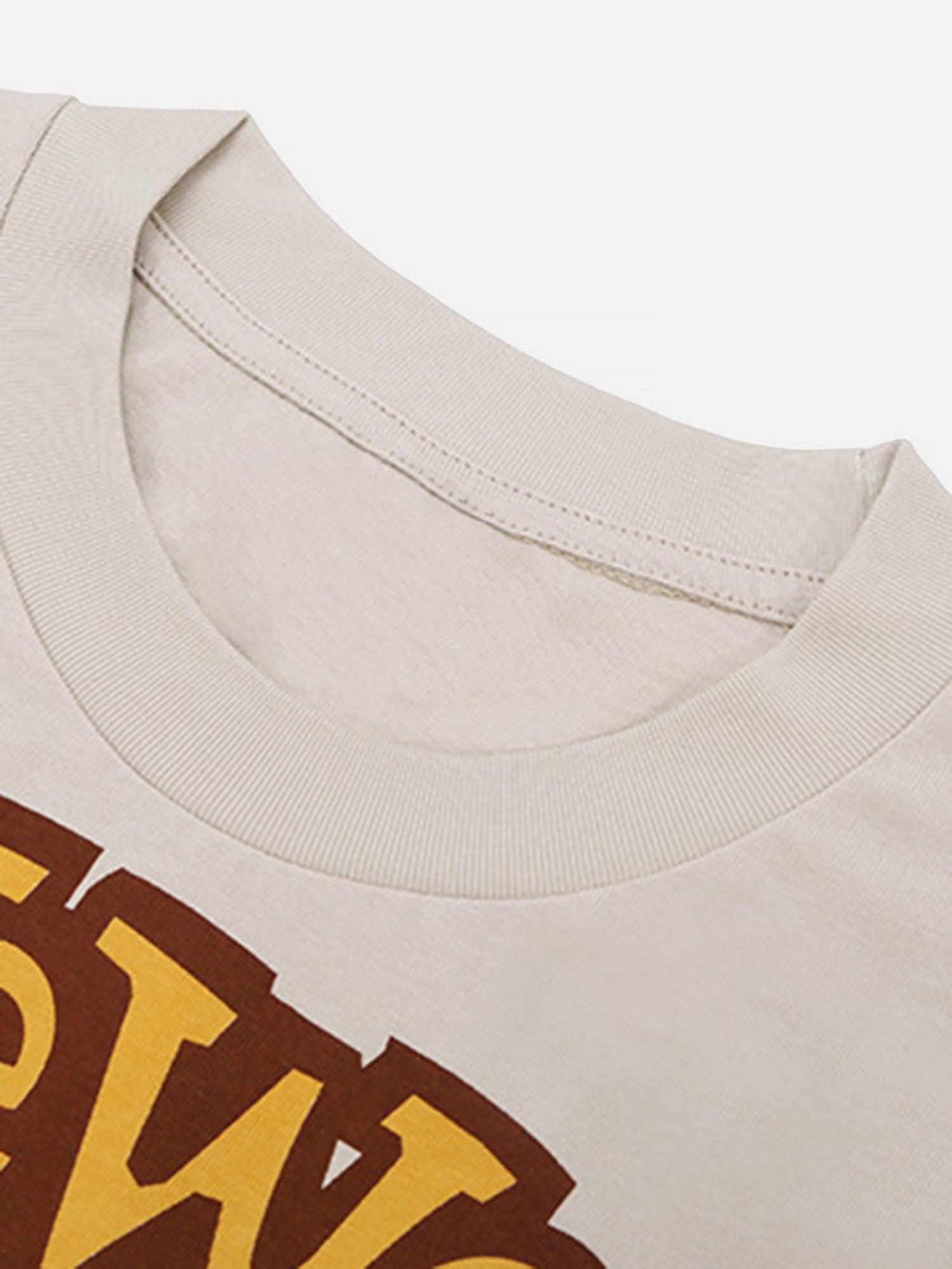 Tntwear® - Bear Letter Print Hip Hop Short Sleeve T-shirt - tntwear1