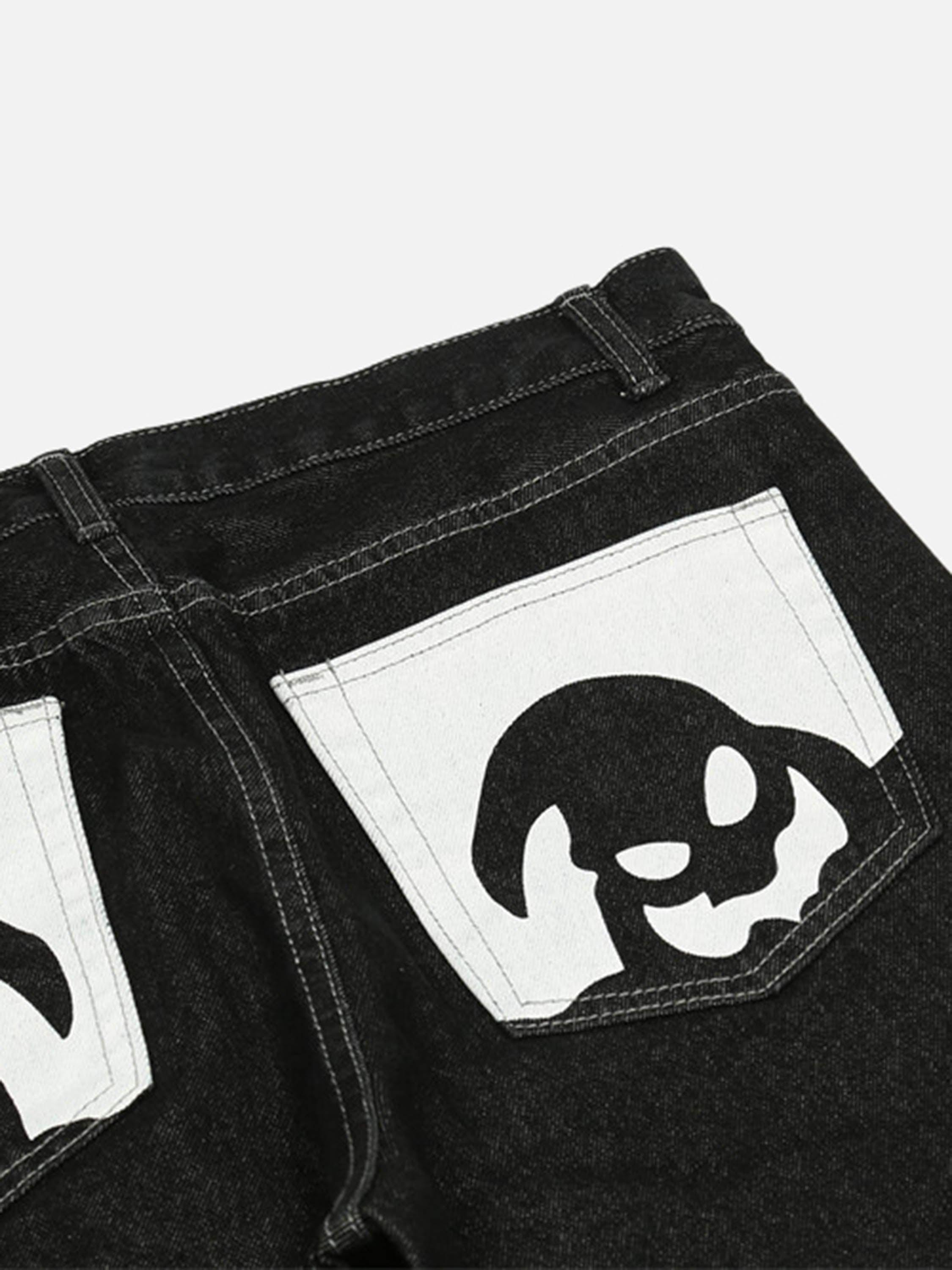 Tntwear® - Cartoon Pocket Print Washed Jeans - tntwear1