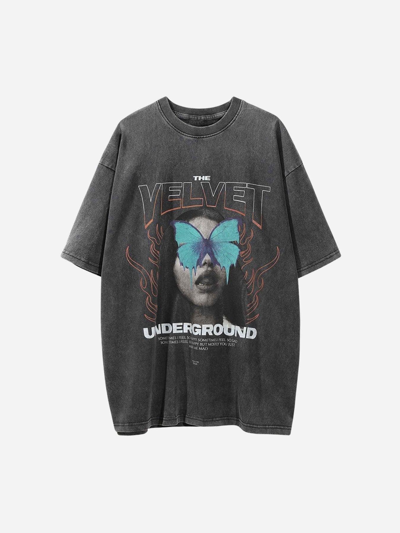 Tntwear® - Character Printed Washed & Aged T-Shirt - tntwear1